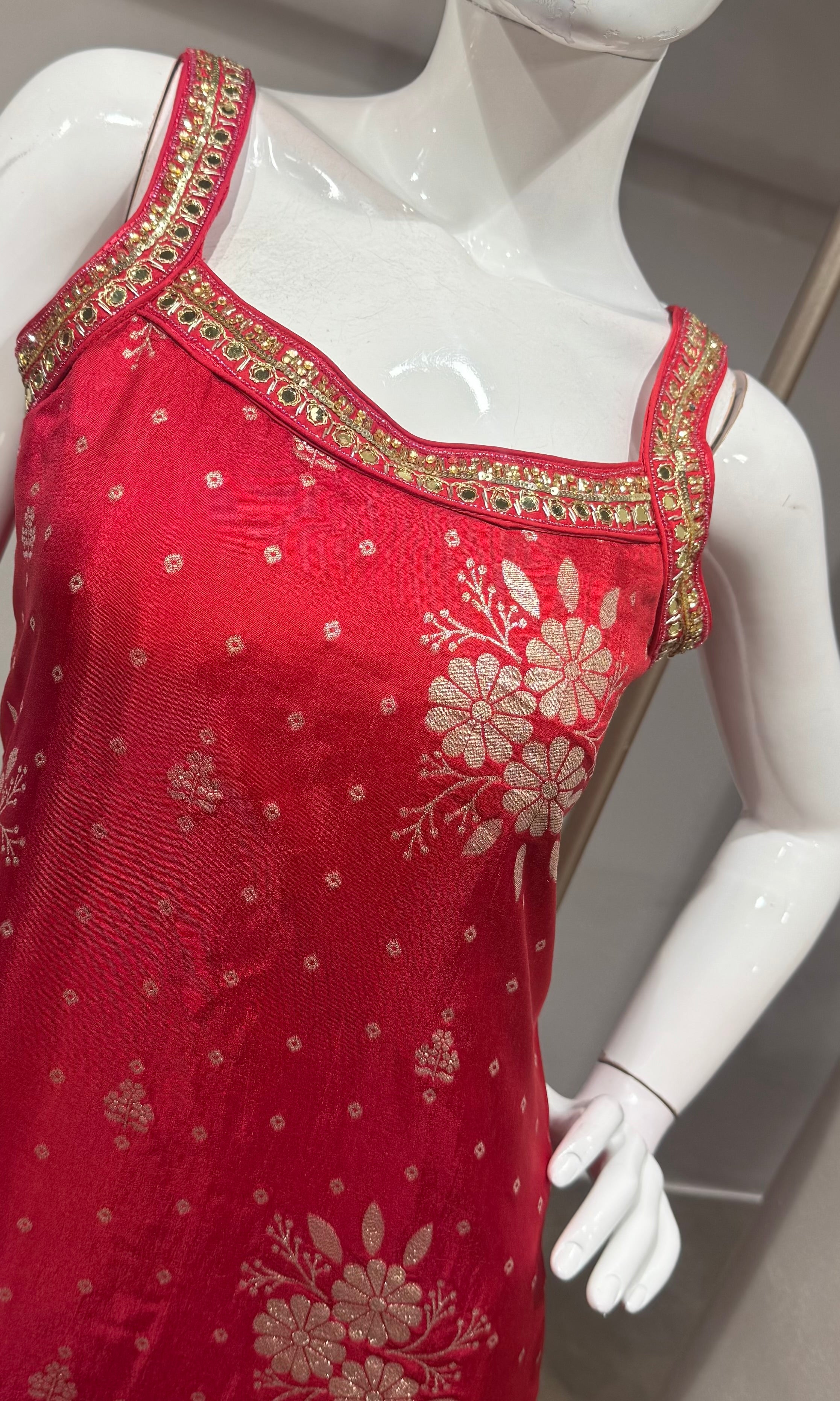 Rani Pink Embroidered Kurta Set with Dupatta