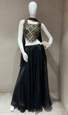 Black and gold palazzo with corset blouse