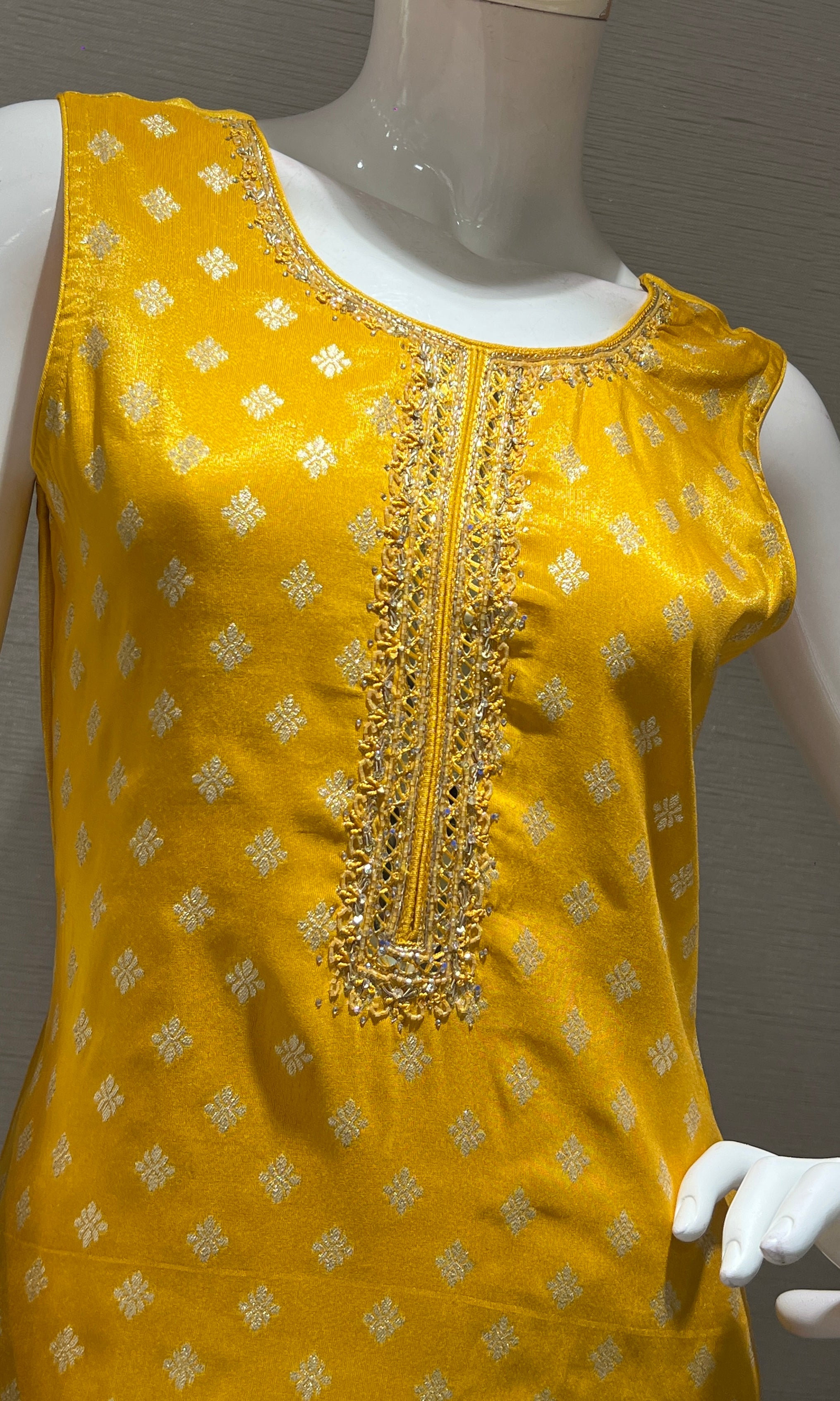 Mustard Yellow BANARASI Embroidered Kurta Set