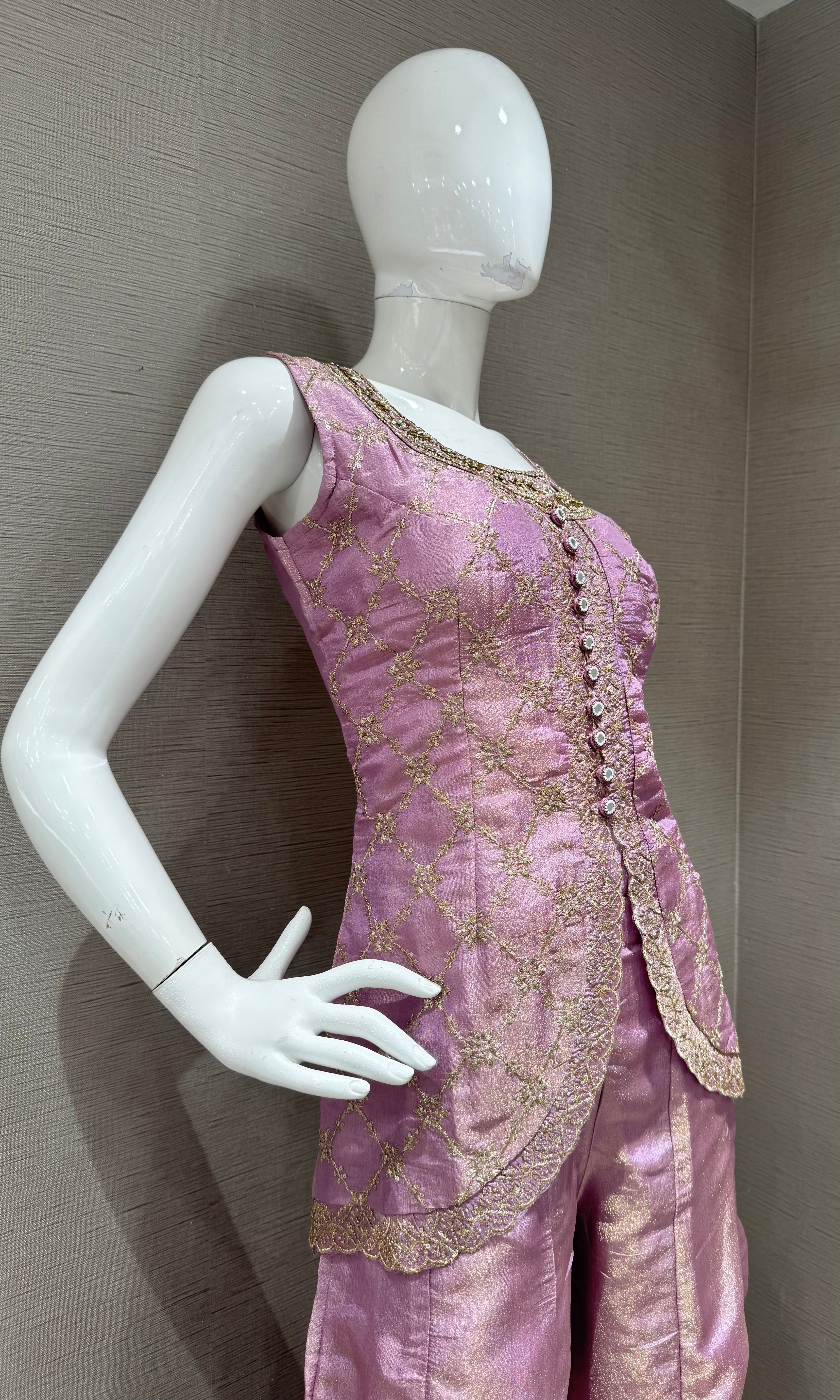 Lavender Pink Embroidered Sharara set with Dupatta
