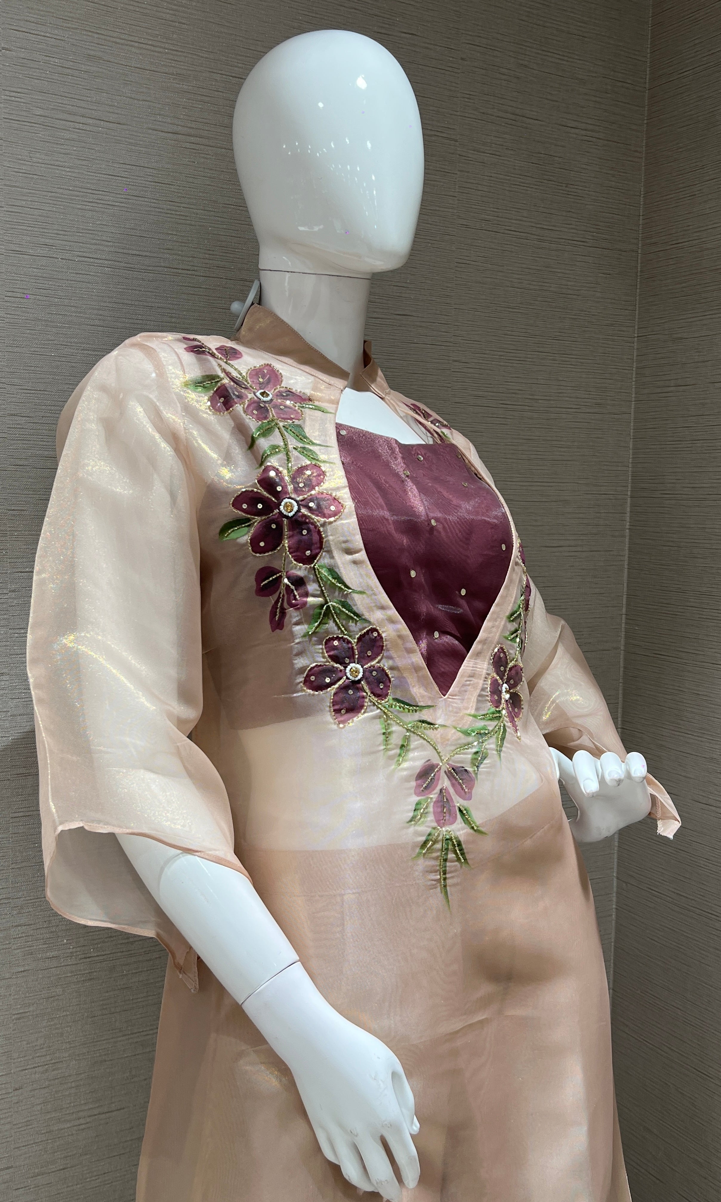 BeIGE Floral Organza Top and palazzo