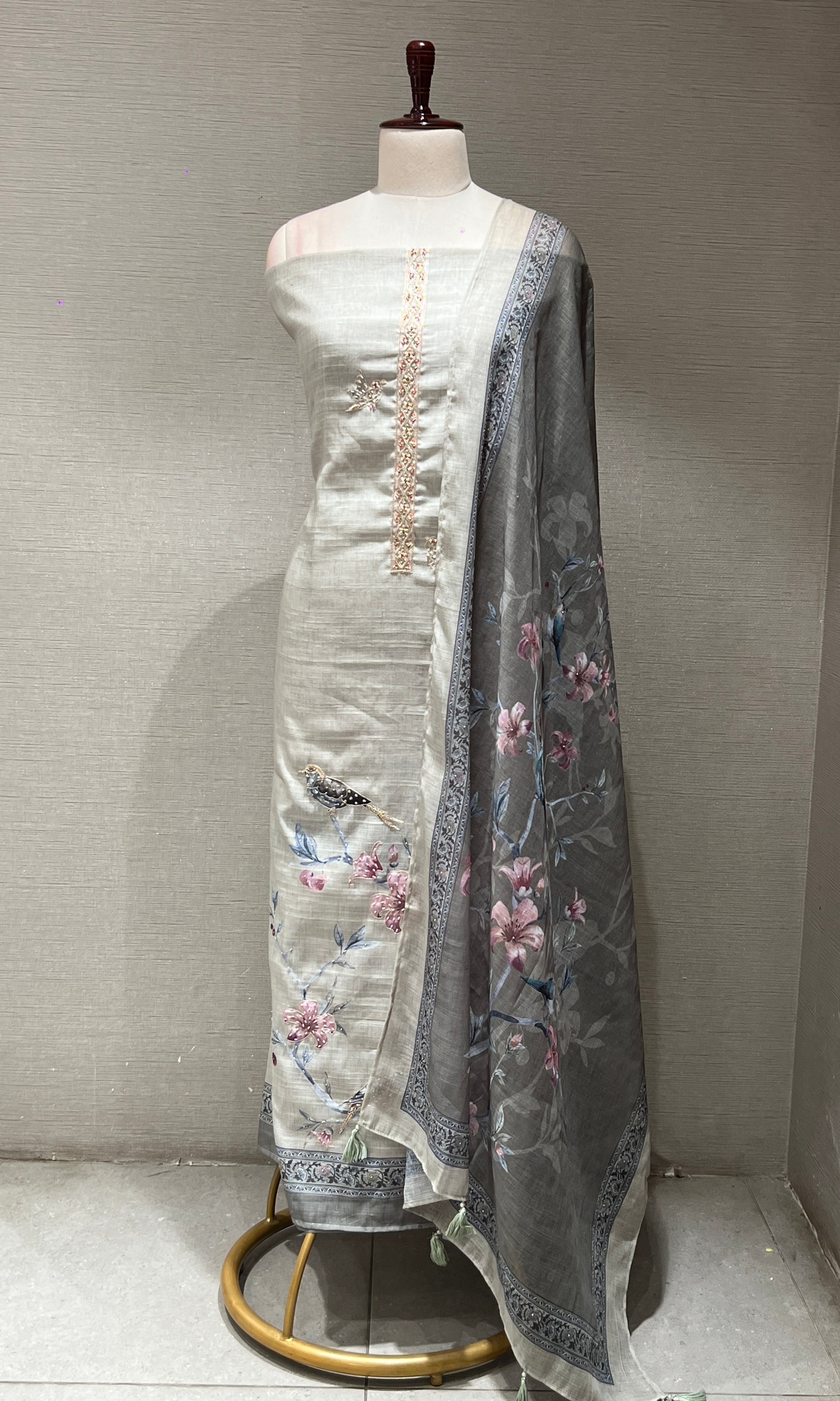 Pista green dress material