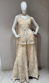 Cream Embellished Palazzo Set with Dupatta