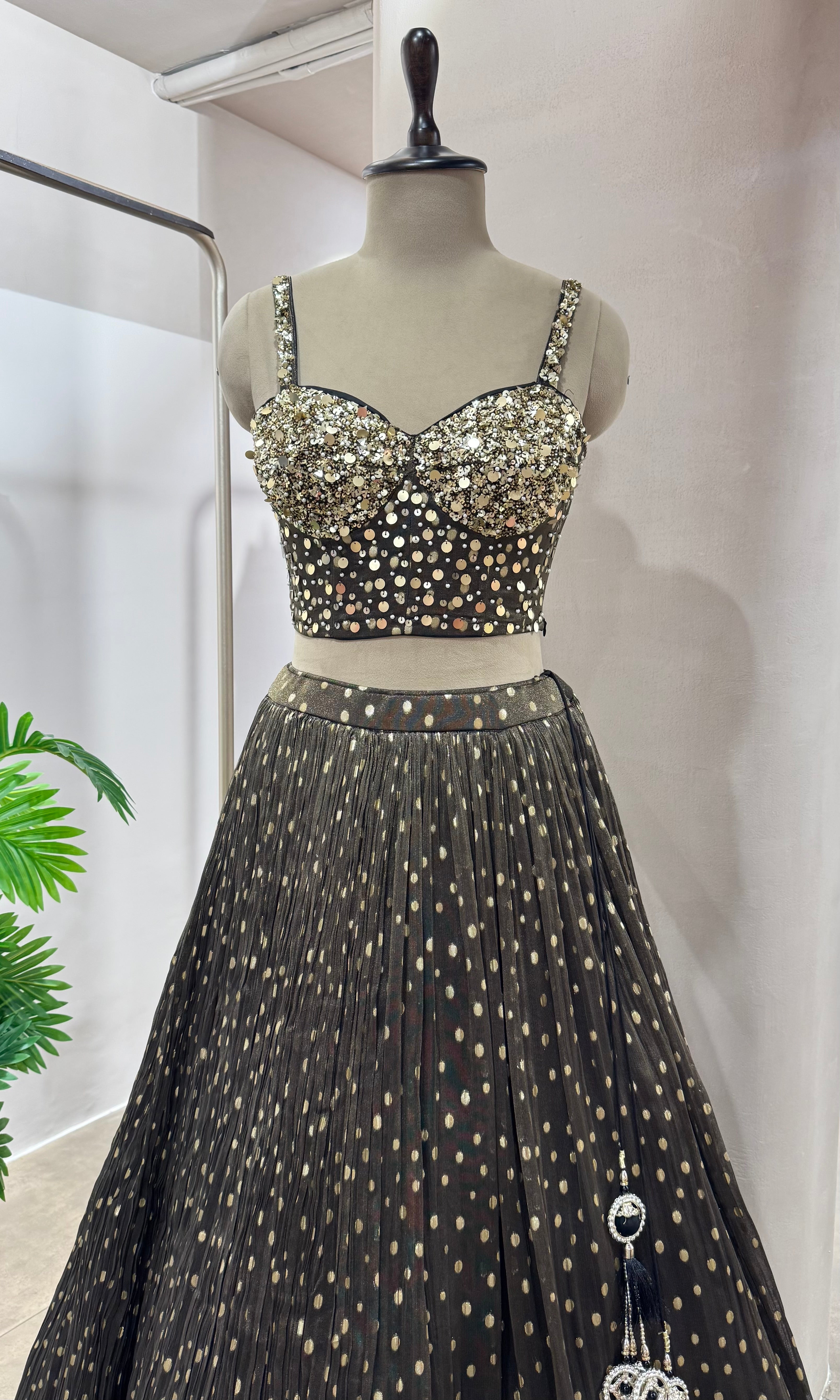 BLACK LEHENGA WITH CORSET BLOUSE
