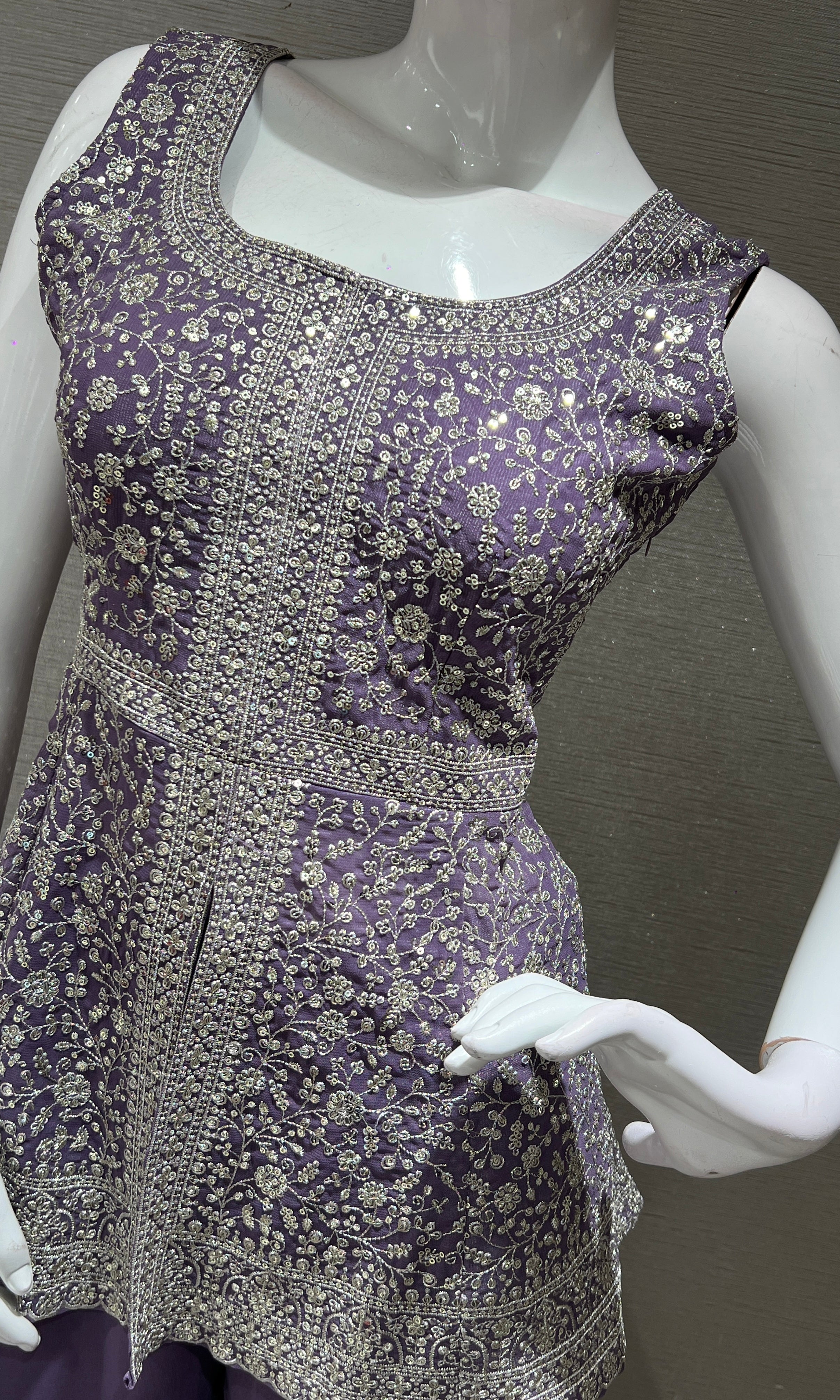 Purple EMBROIDERED PEPLUM PALAZZO