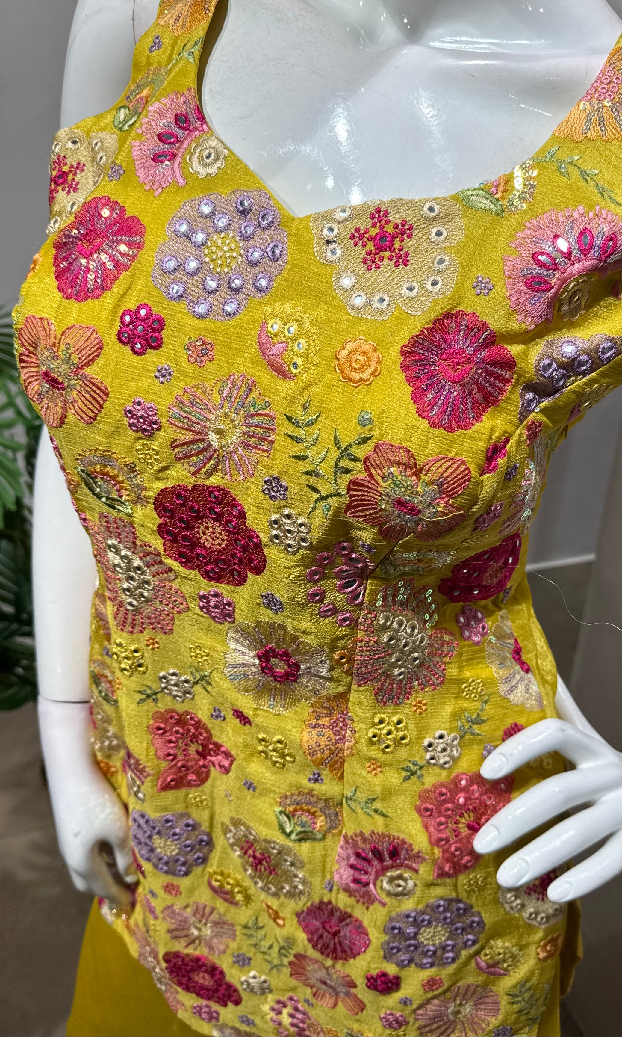 yellow floral print sharara set