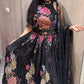 Black lehenga floral embossed design