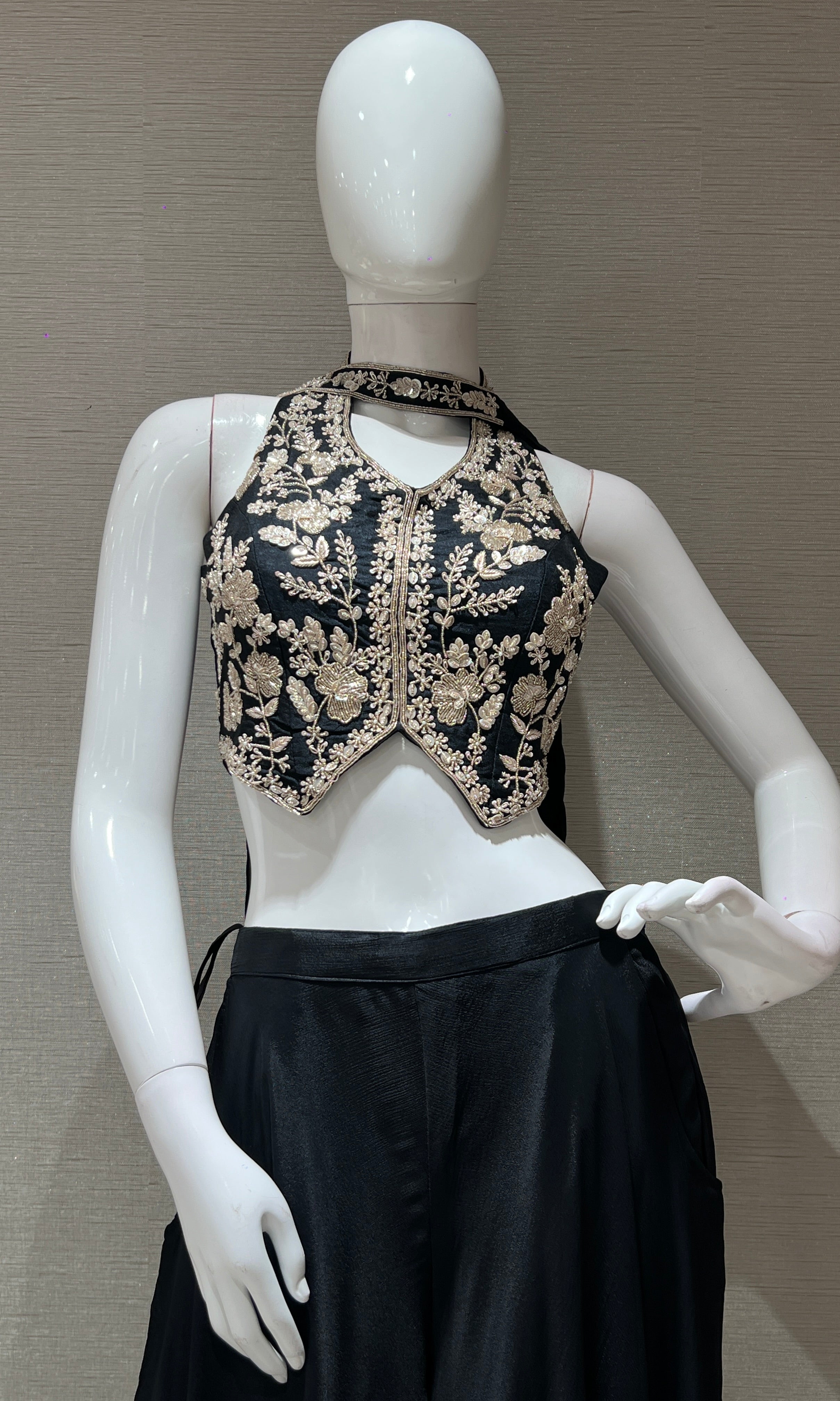 Black and Gold Halter Neck Palazzo set