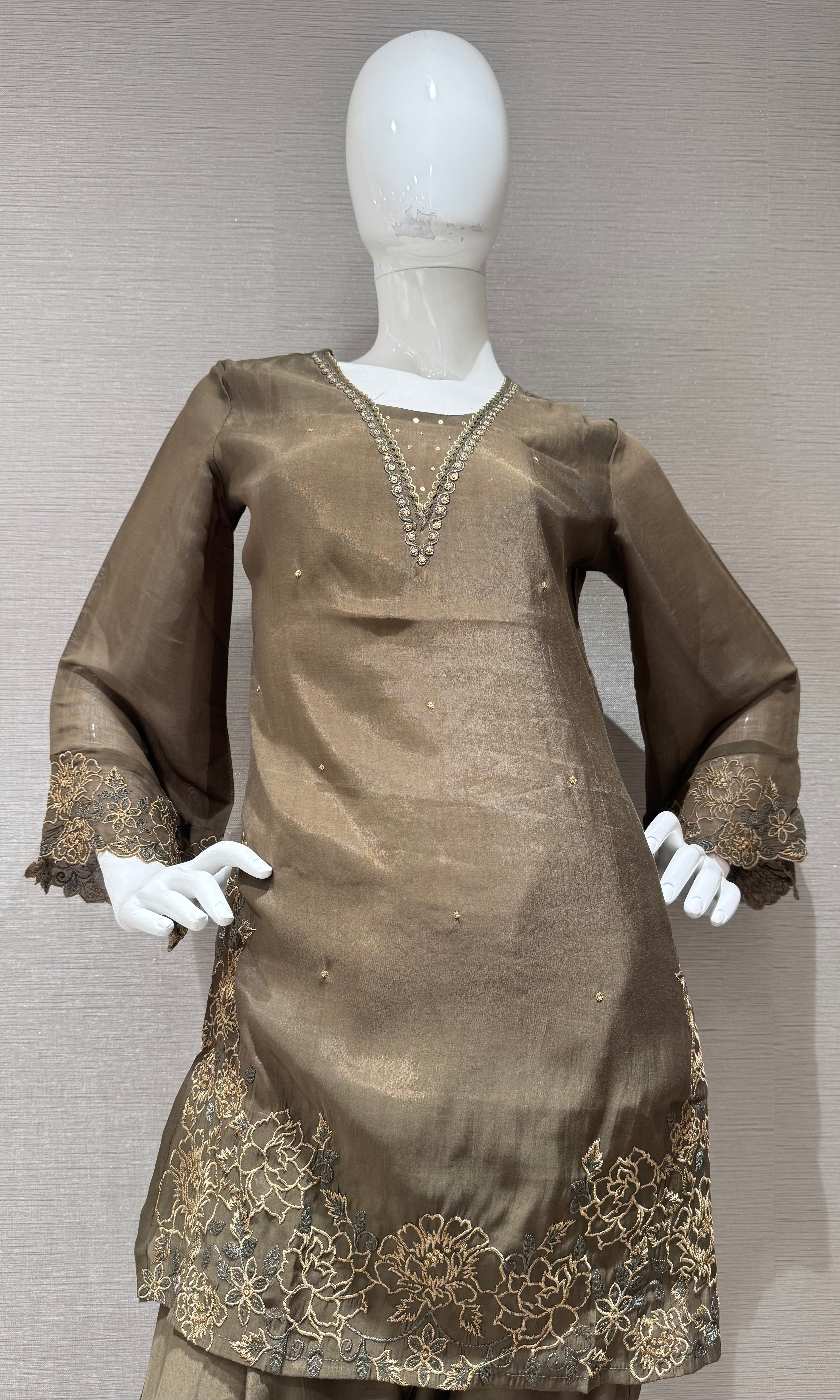 Mehendi Green floral farsi salwar kurta set