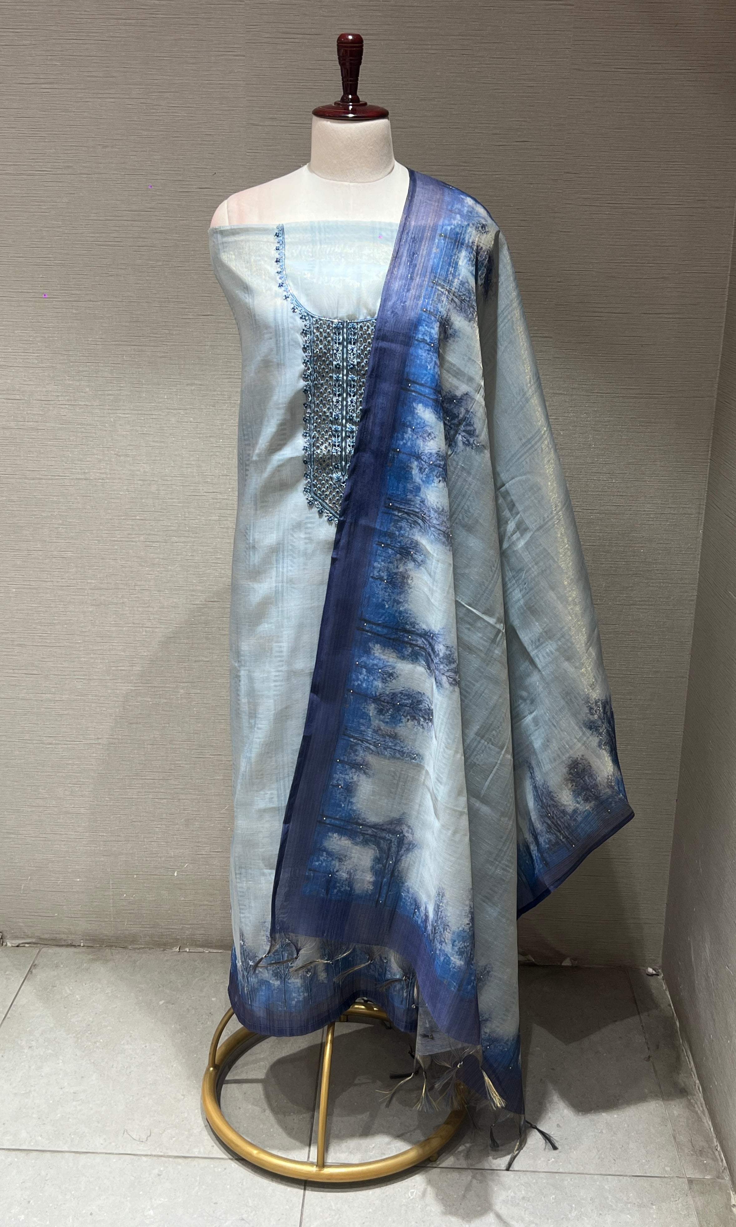 Light blue dress material