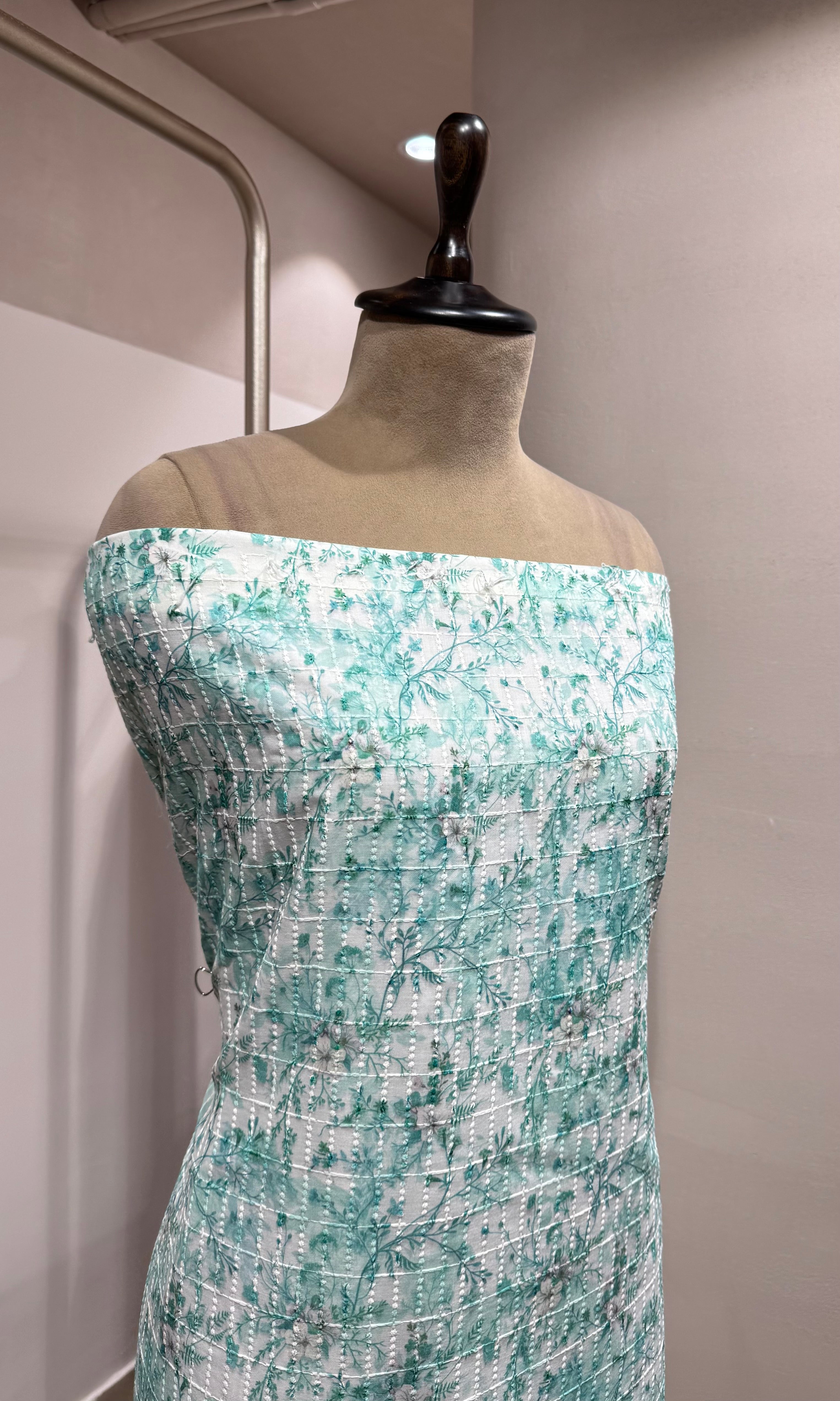 SKY BLUE embroidered DRESS material