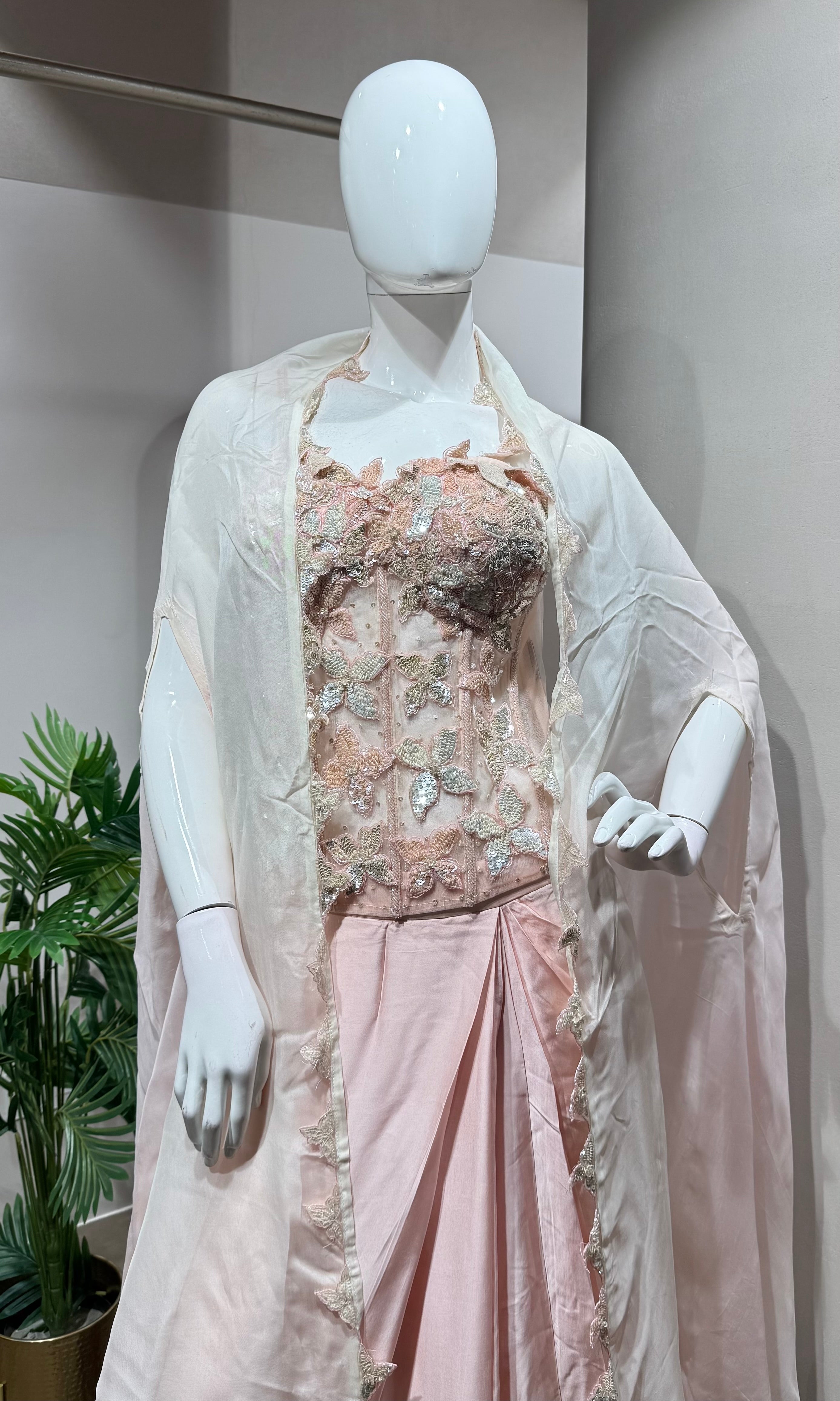 Ivory Rose pink Corset Drape skirt