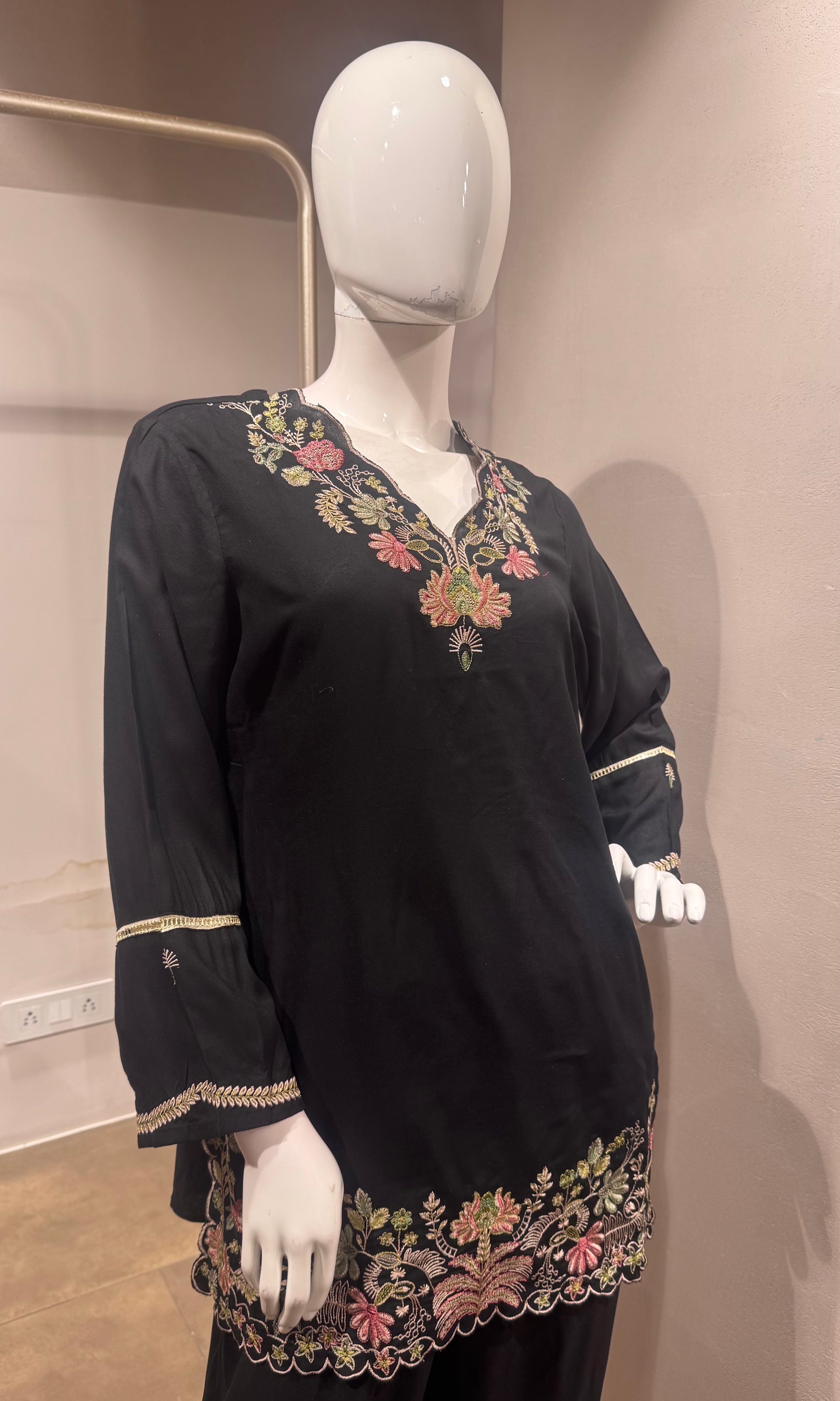 Black Floral cotton cord set
