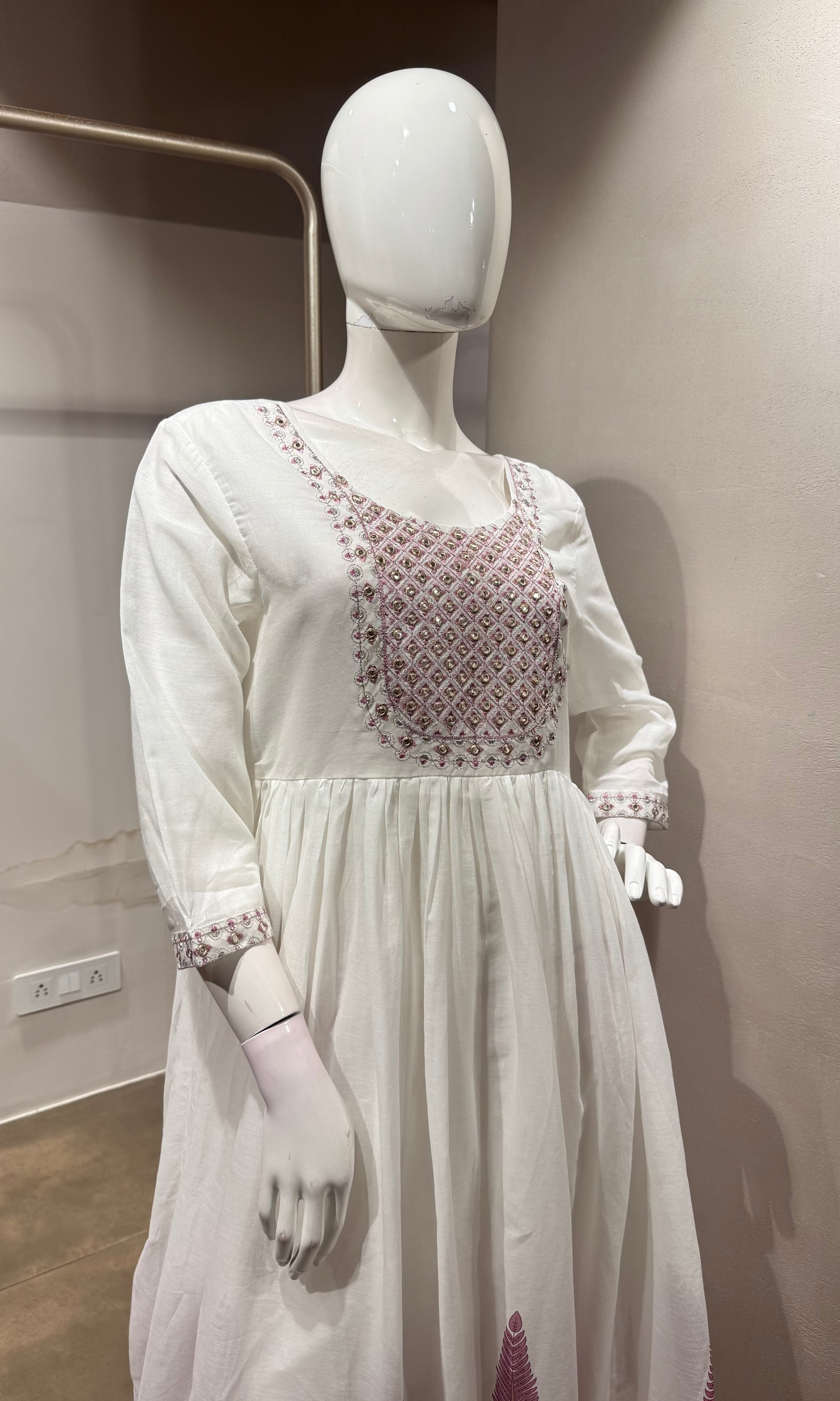 Purple Floral Embroidered Kurta set with Dupatta