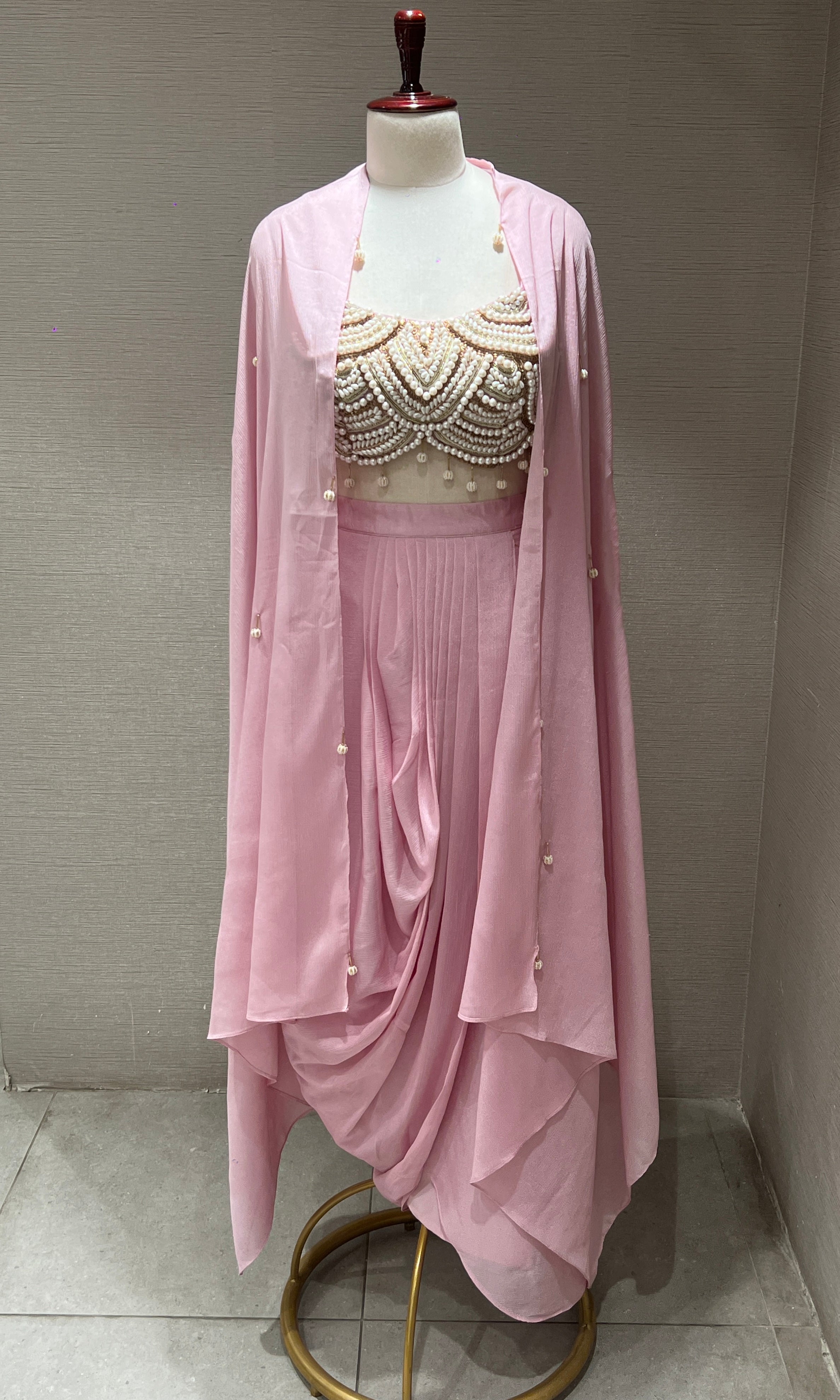 BABY PINK INDO WESTERN DRESS