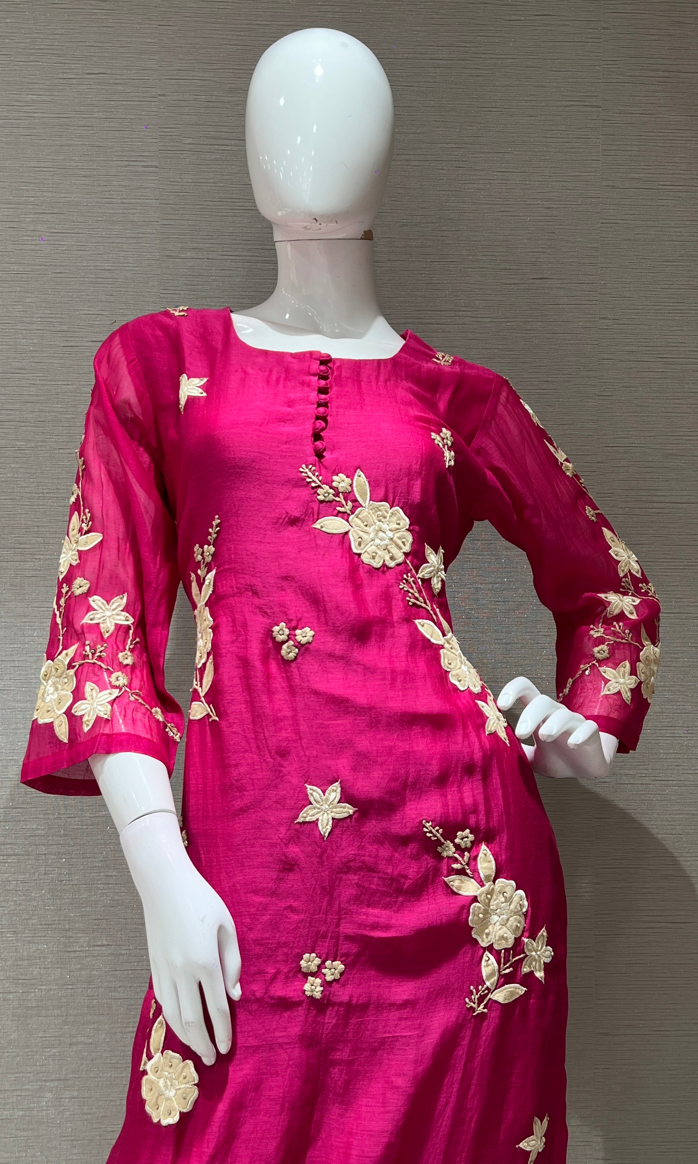 Rani PINK FLORAL MOTIF KURTA SET