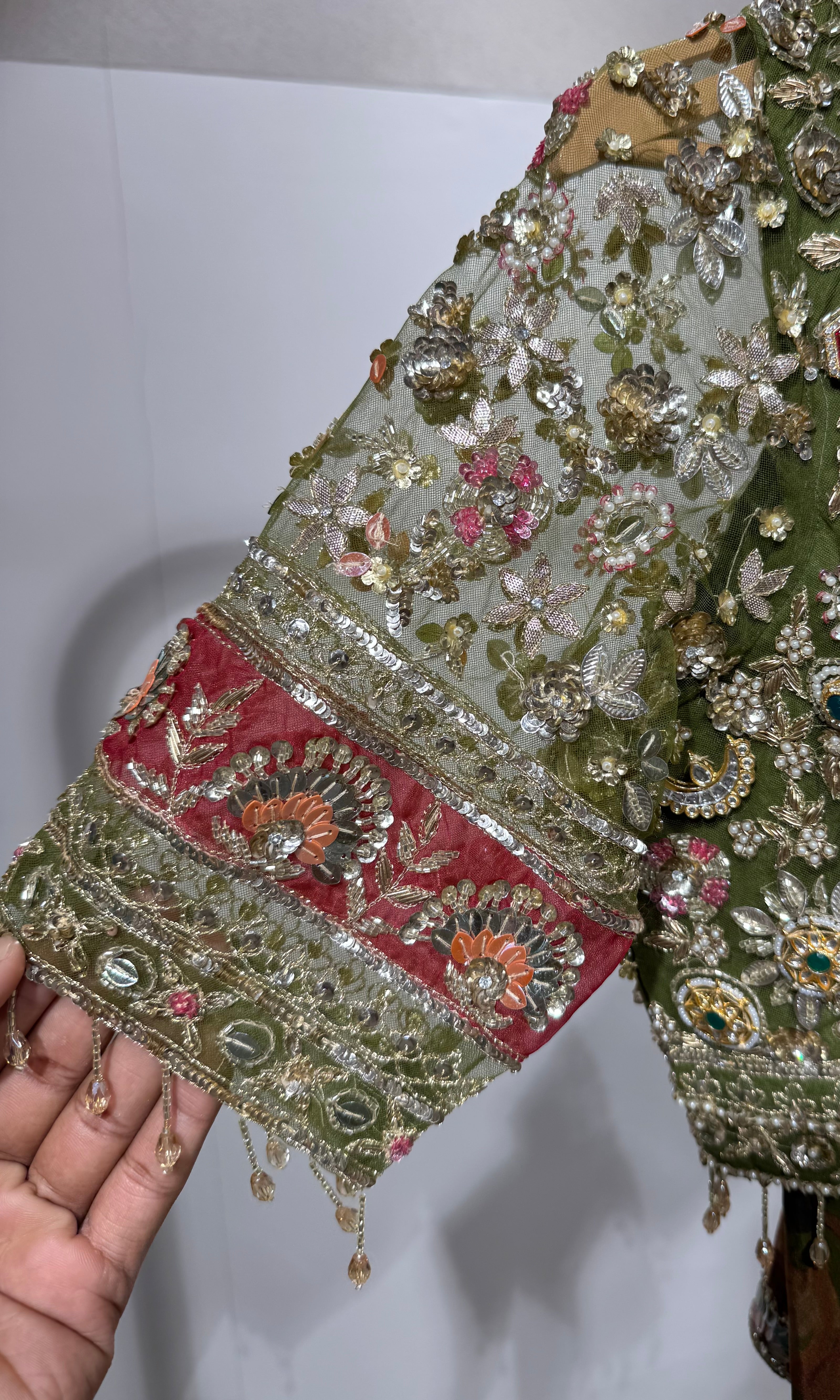 Green FLORAL saree with EMBROIDERED blouse