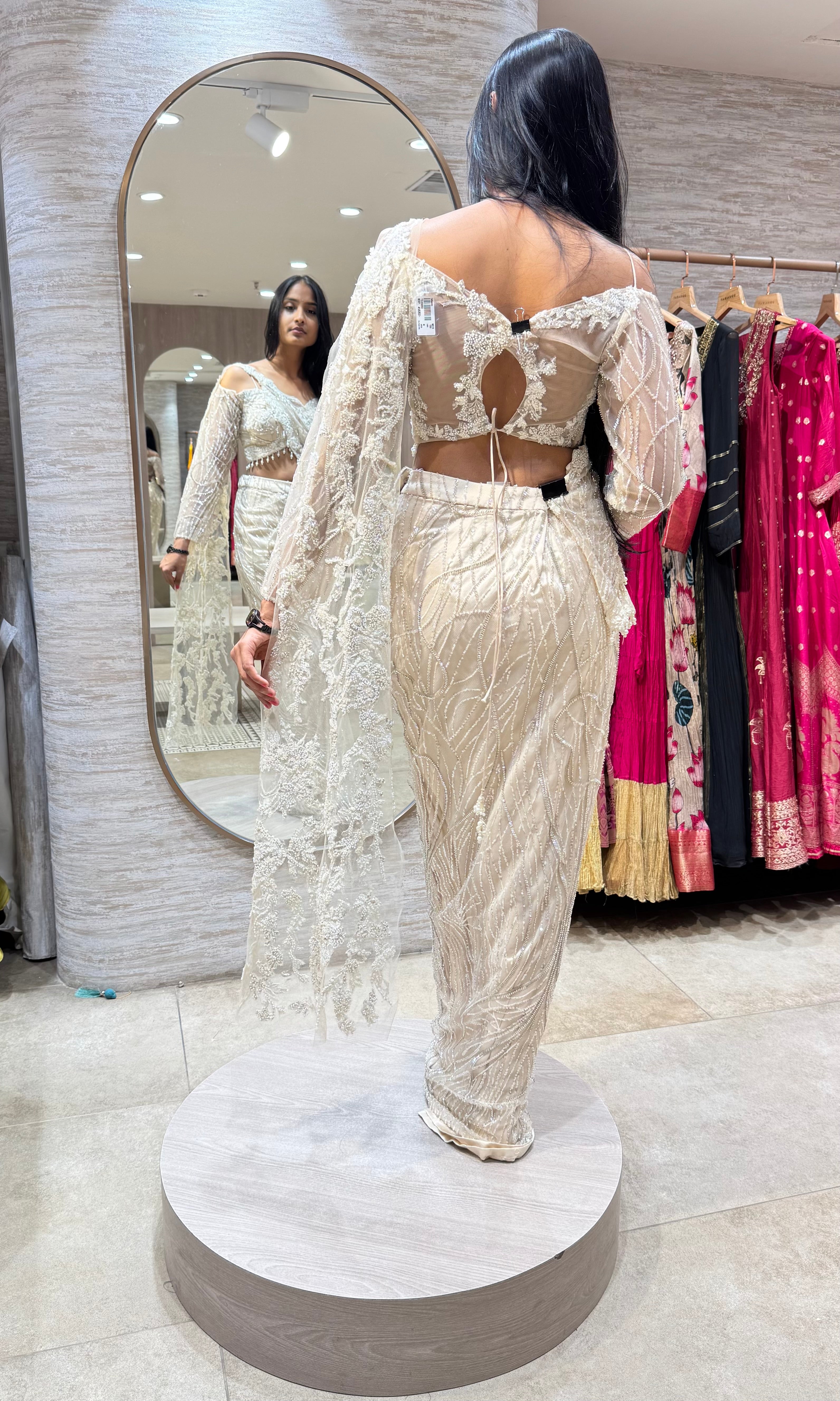 FAWN EMBELLISHED DRAPE SAREE