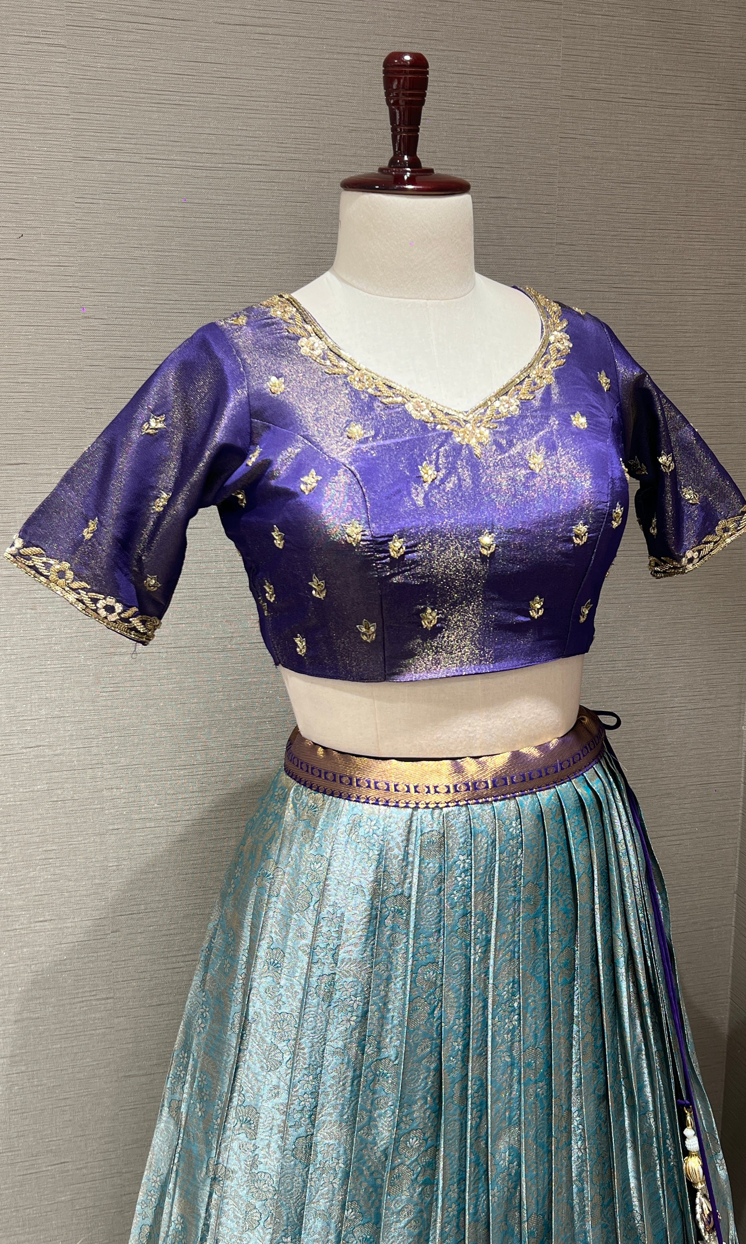 Purple pattu Lehenga