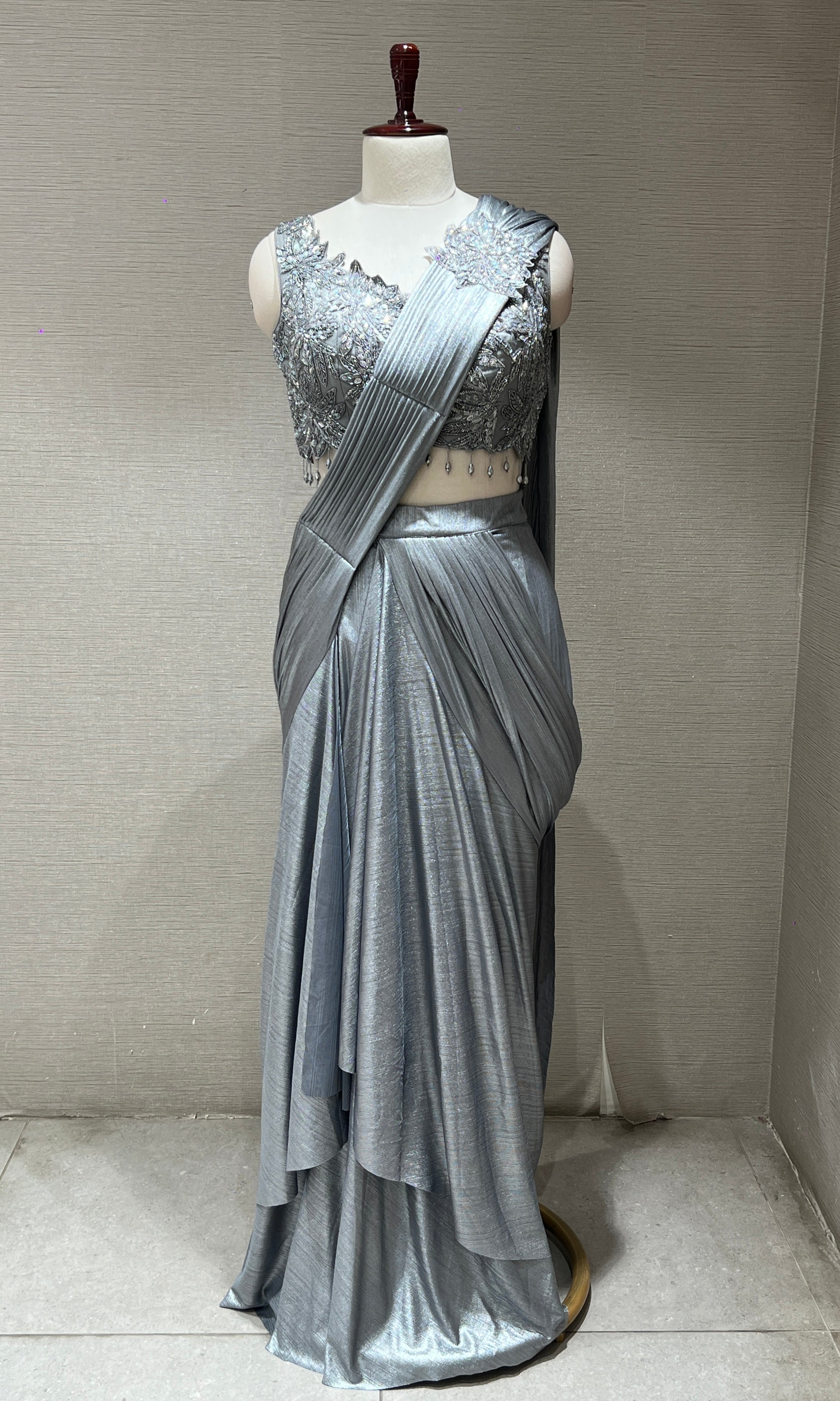 Grey one minute saree
