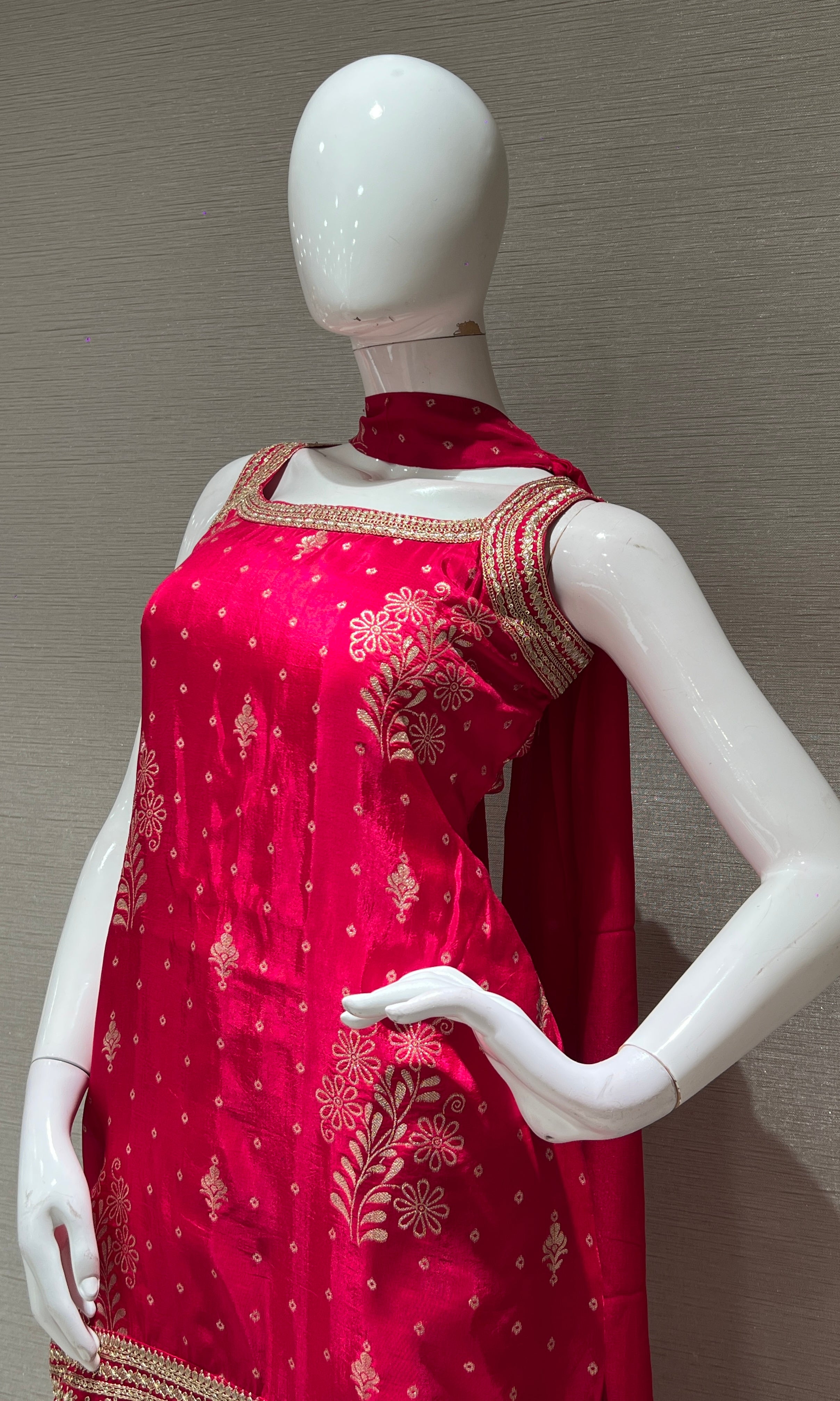 PINK GOLD EMBROIDERED SHARARA SET