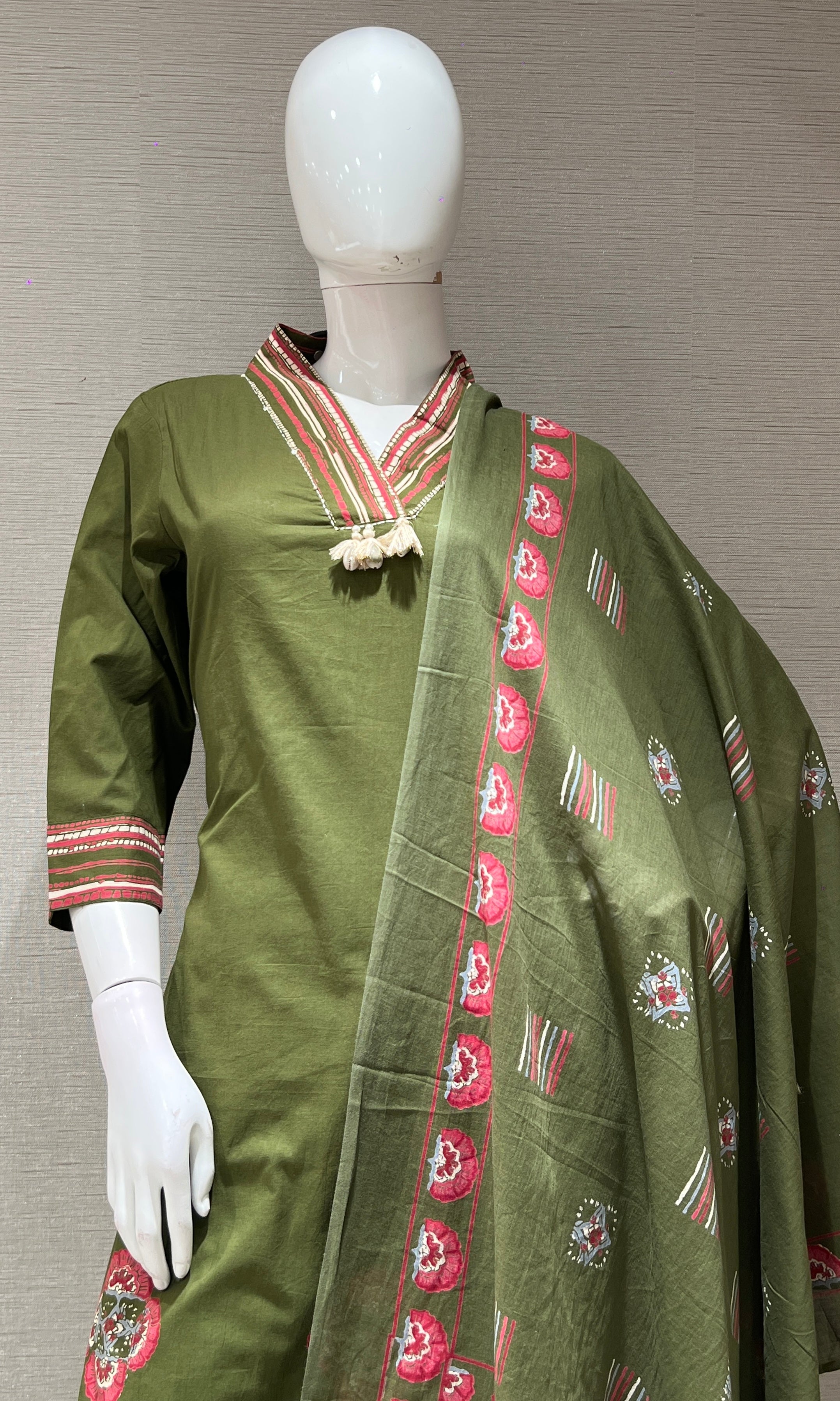 Mehandi green PRINTED KURTA SET