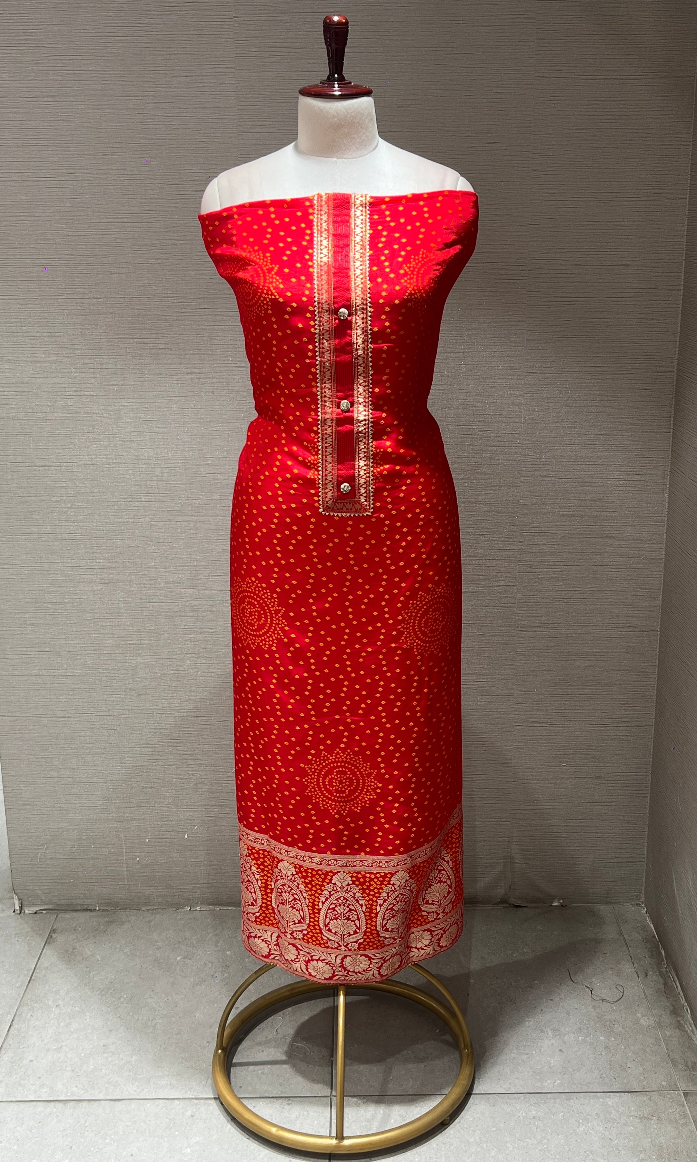 Red dress material (party wear)