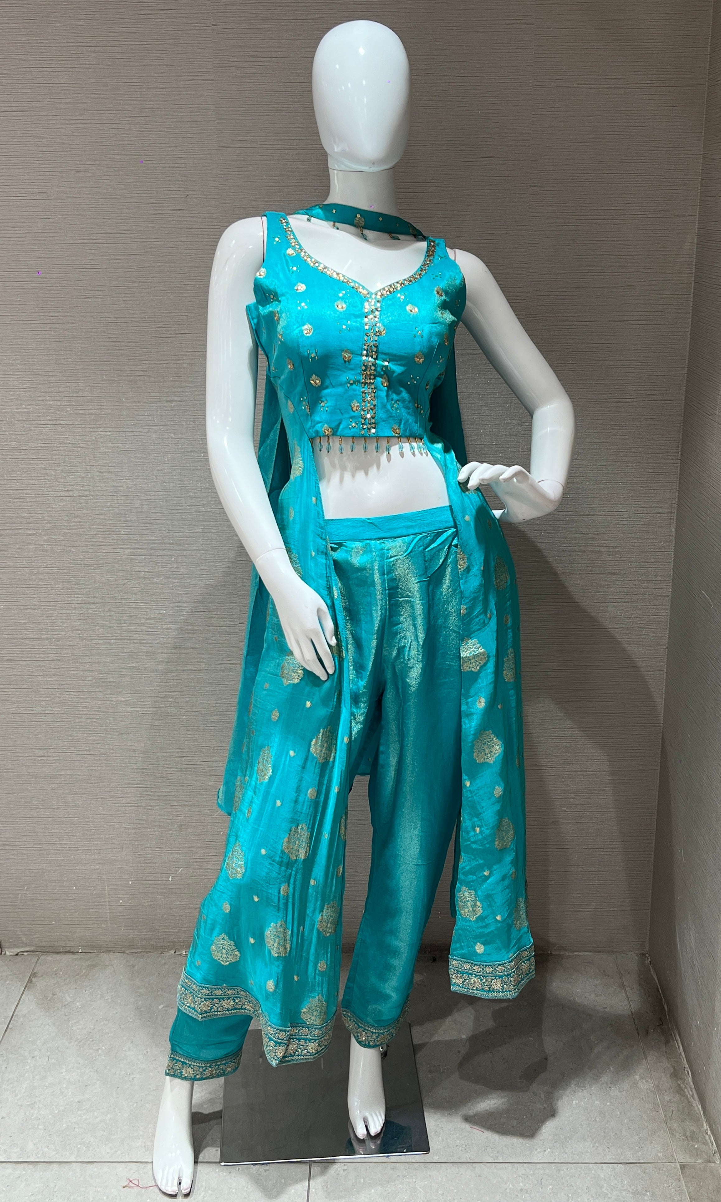 Sea blue Indo western