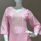 Light pink long dress with straight pant sets