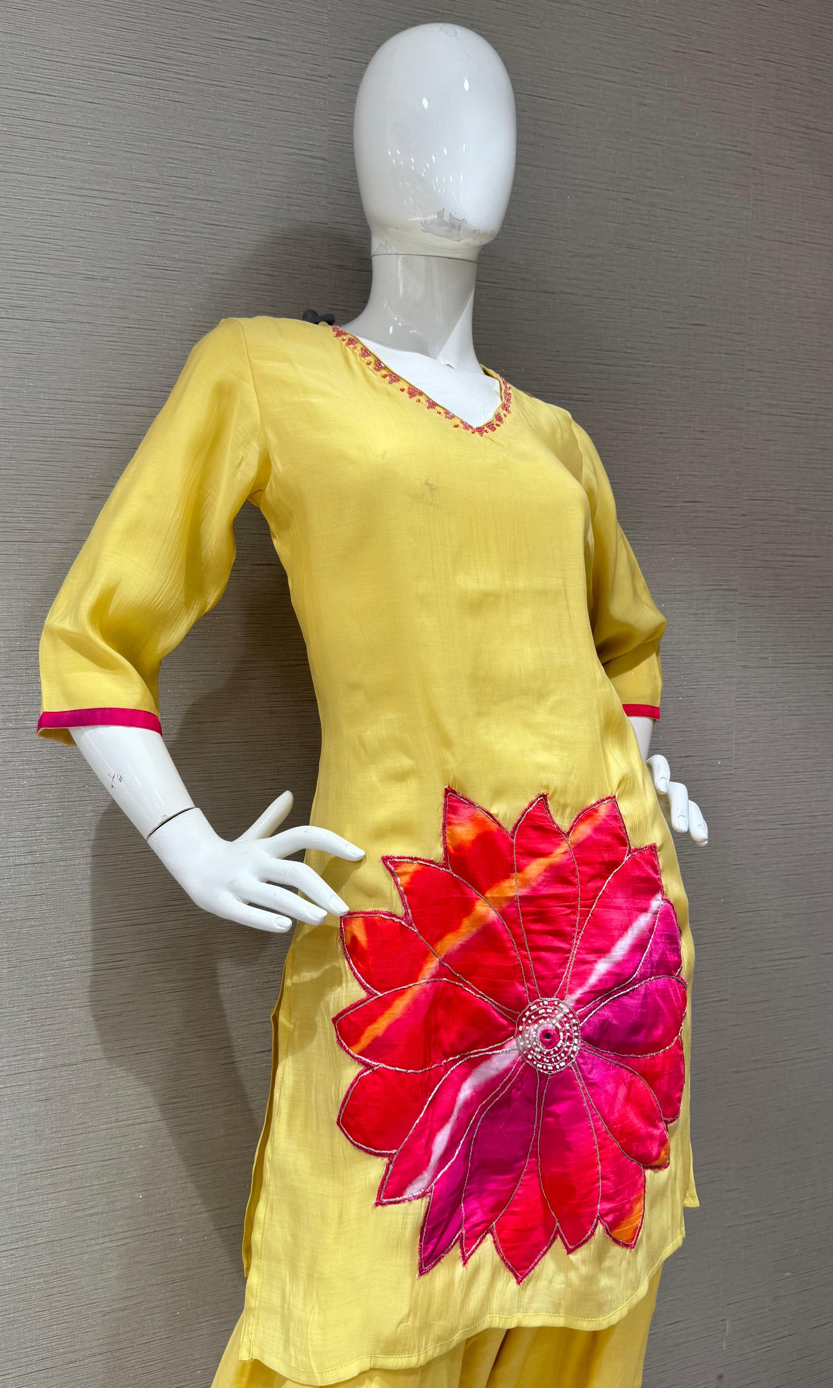 Light Yellow Floral Farsi salwar kurta set