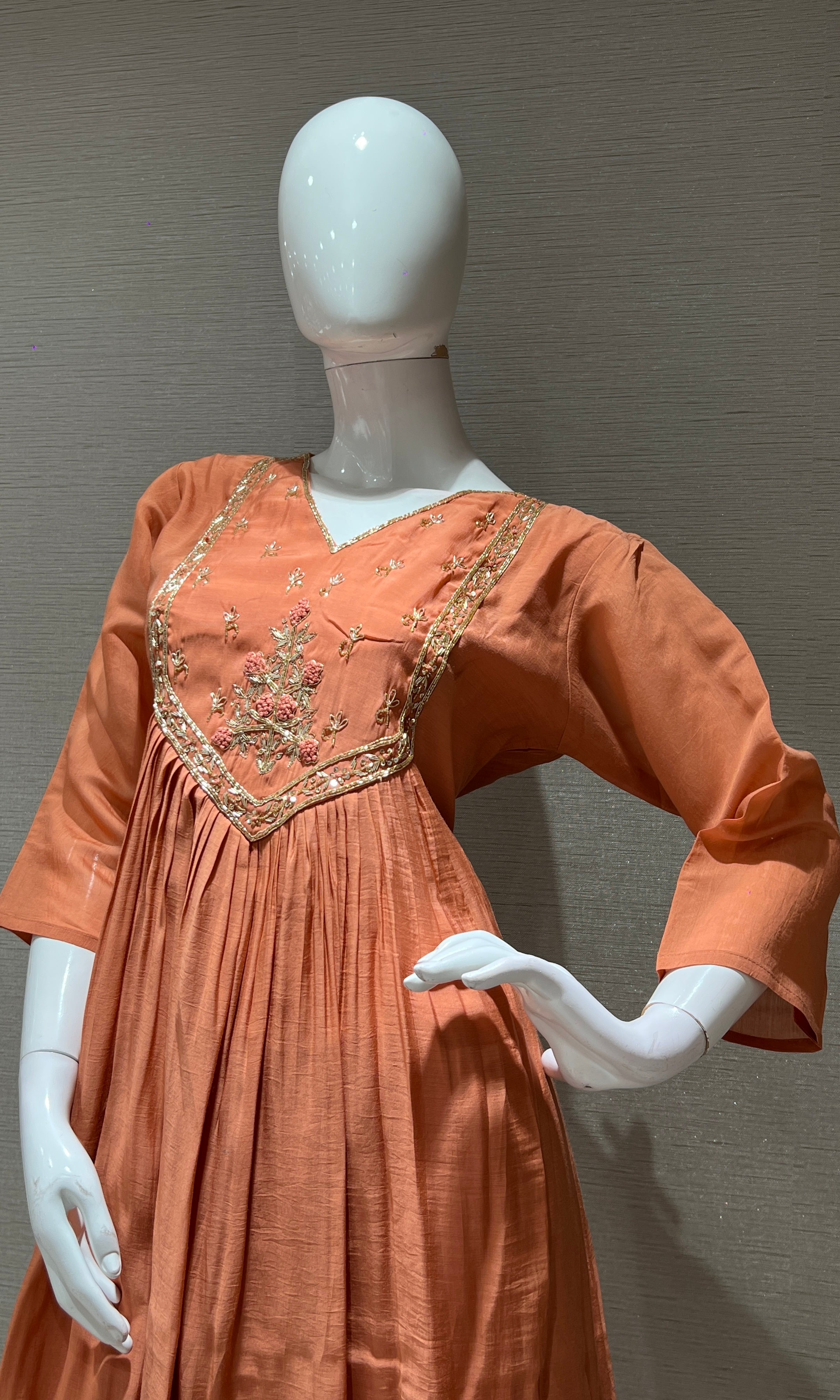 Rust MUL CHANDERI kurta set