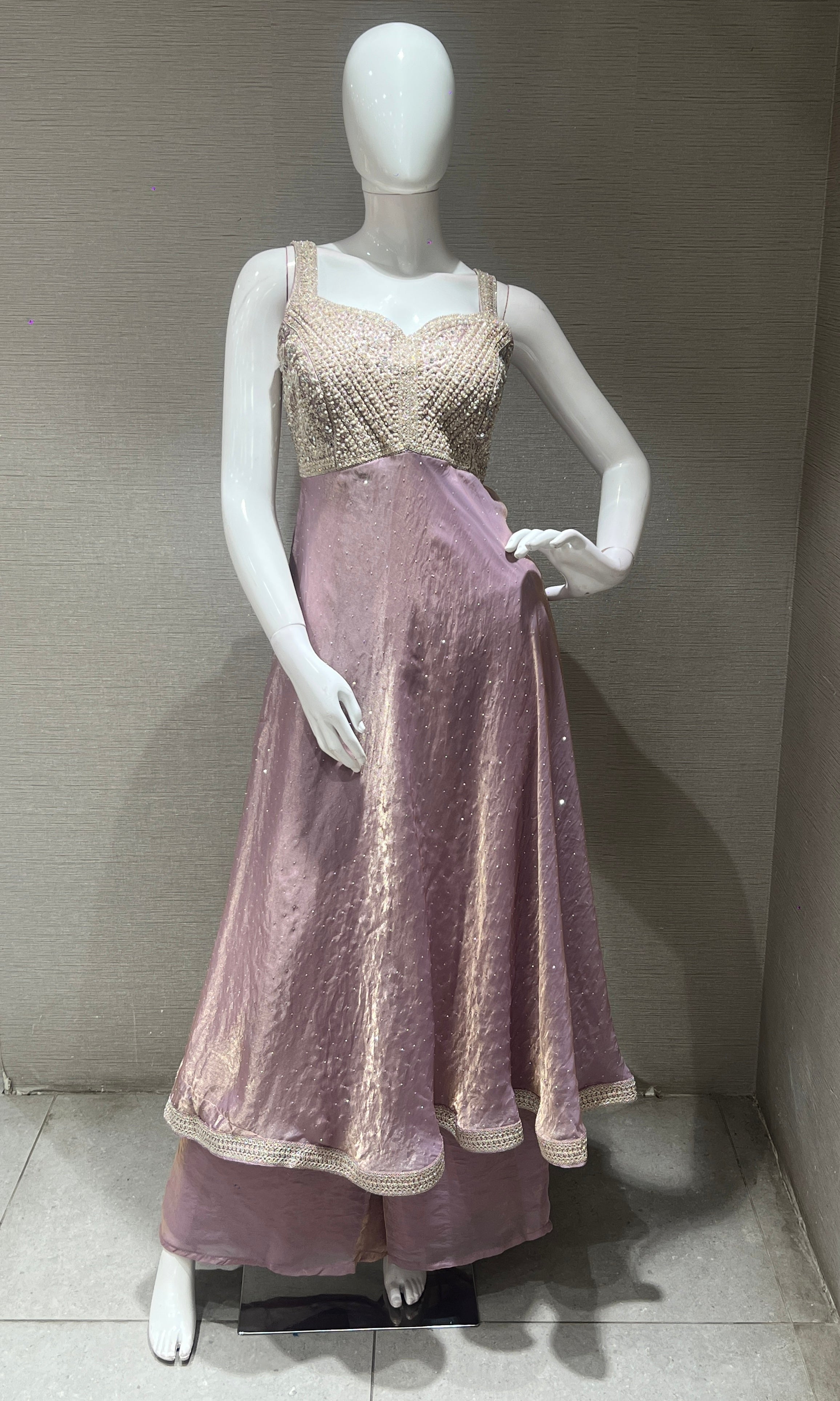 Lilac EMBROIDERED Anarkali WITH PALAZZO PANTS
