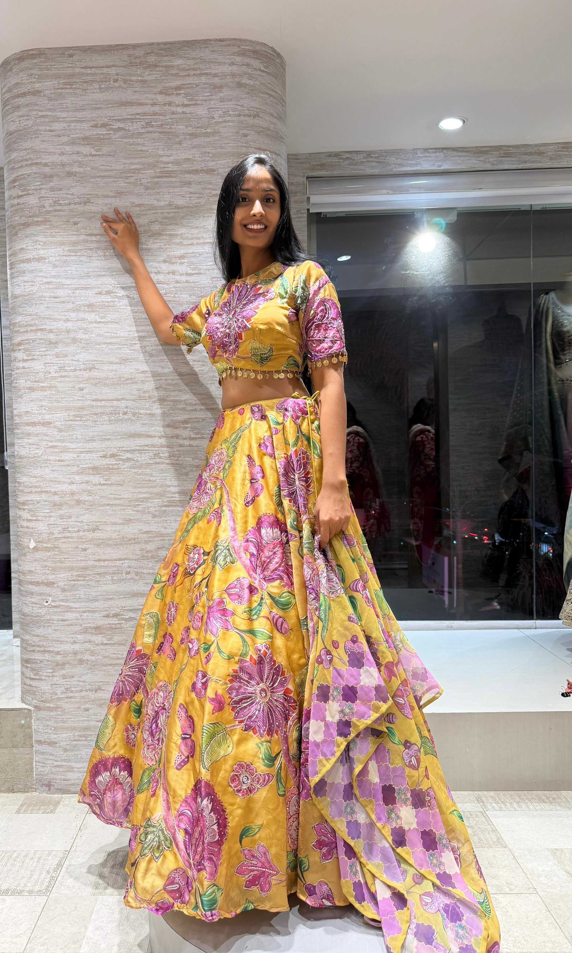 LIGHT Yellow Floral Lehenga Set