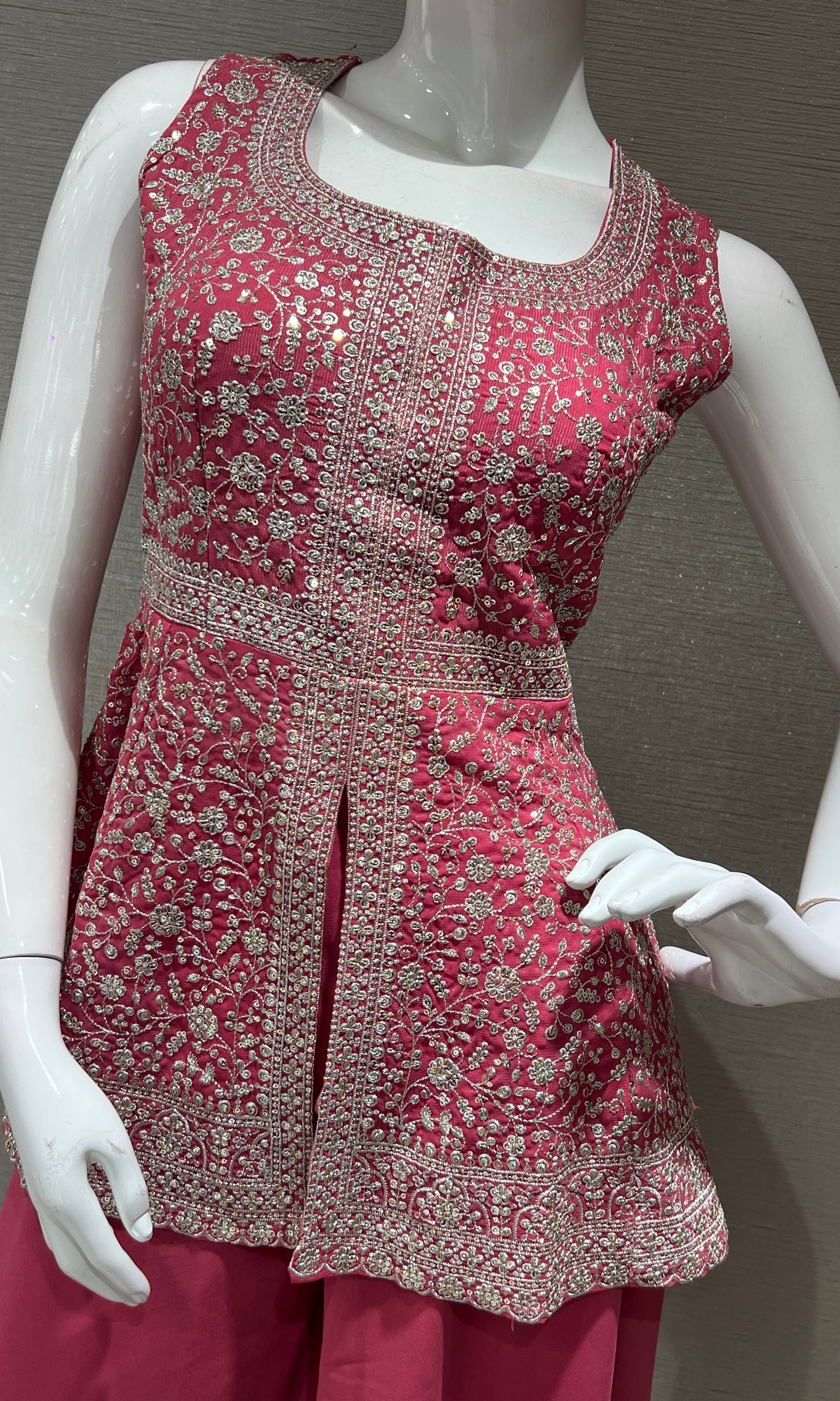 Pink EMBROIDERED PEPLUM PALAZZO