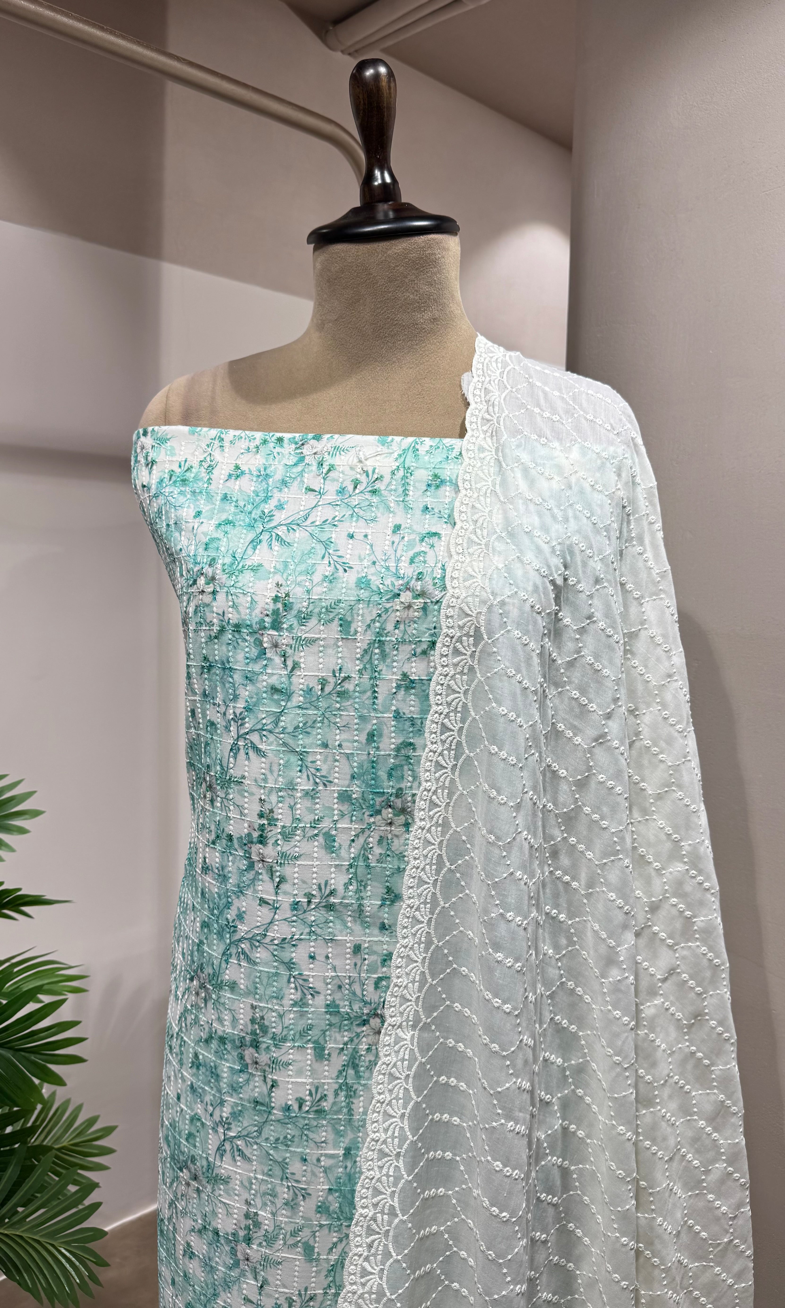 SKY BLUE embroidered DRESS material
