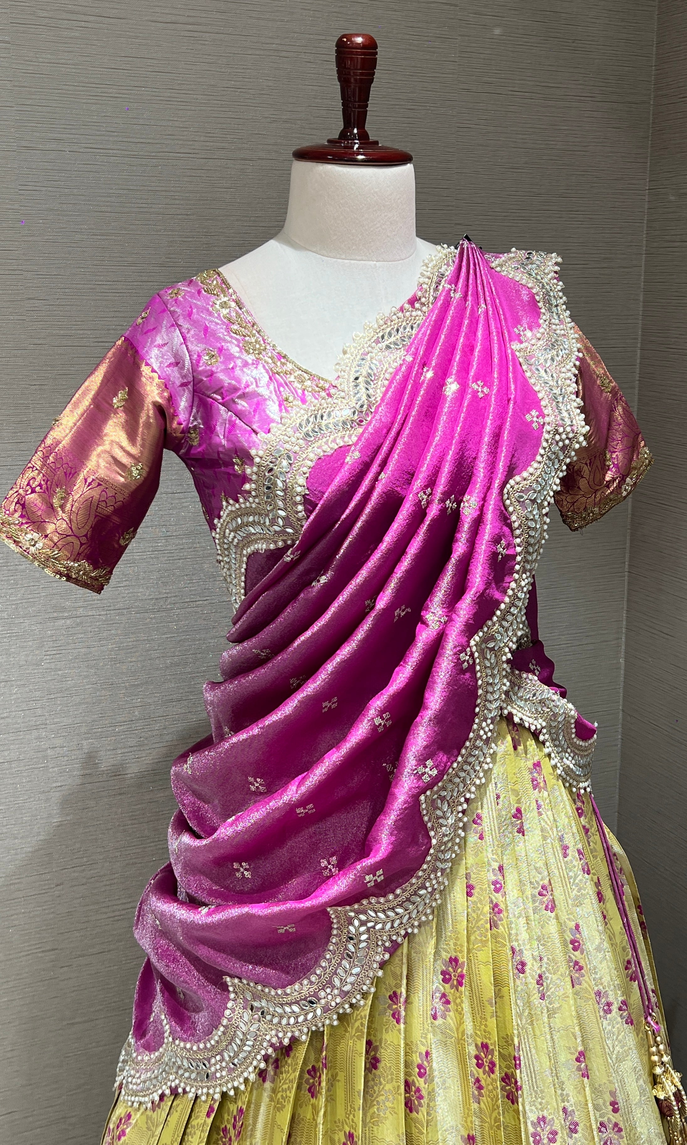 PINK Banarasi LEHENGA WITH Floral Weave