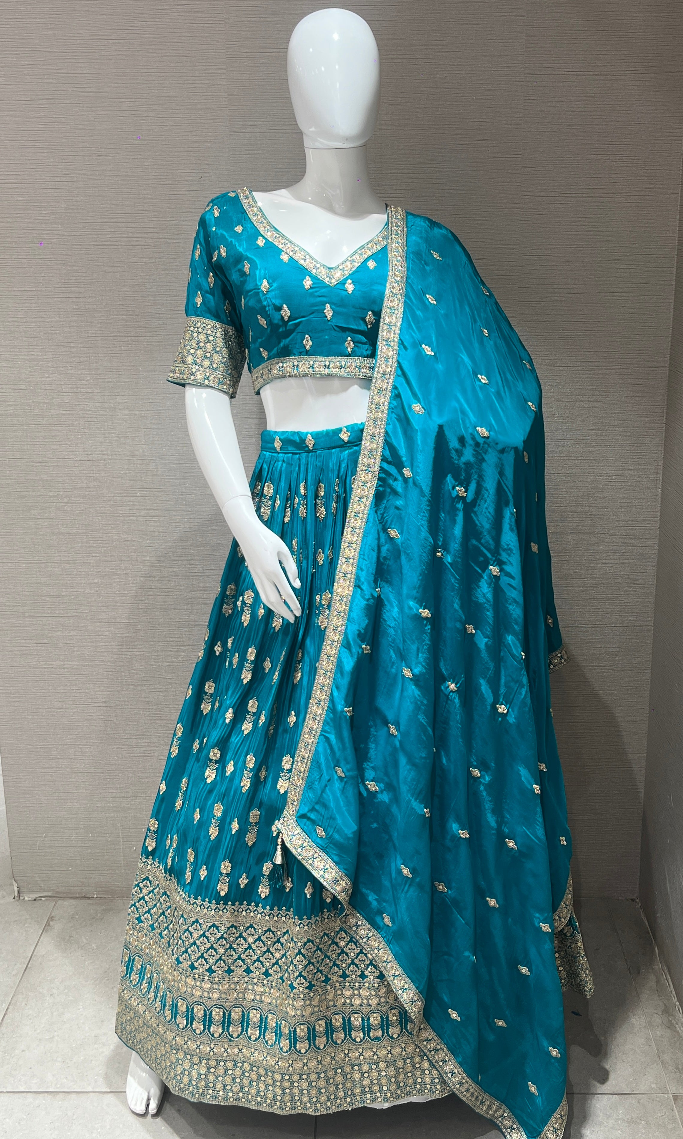 Rama blue Lehenga