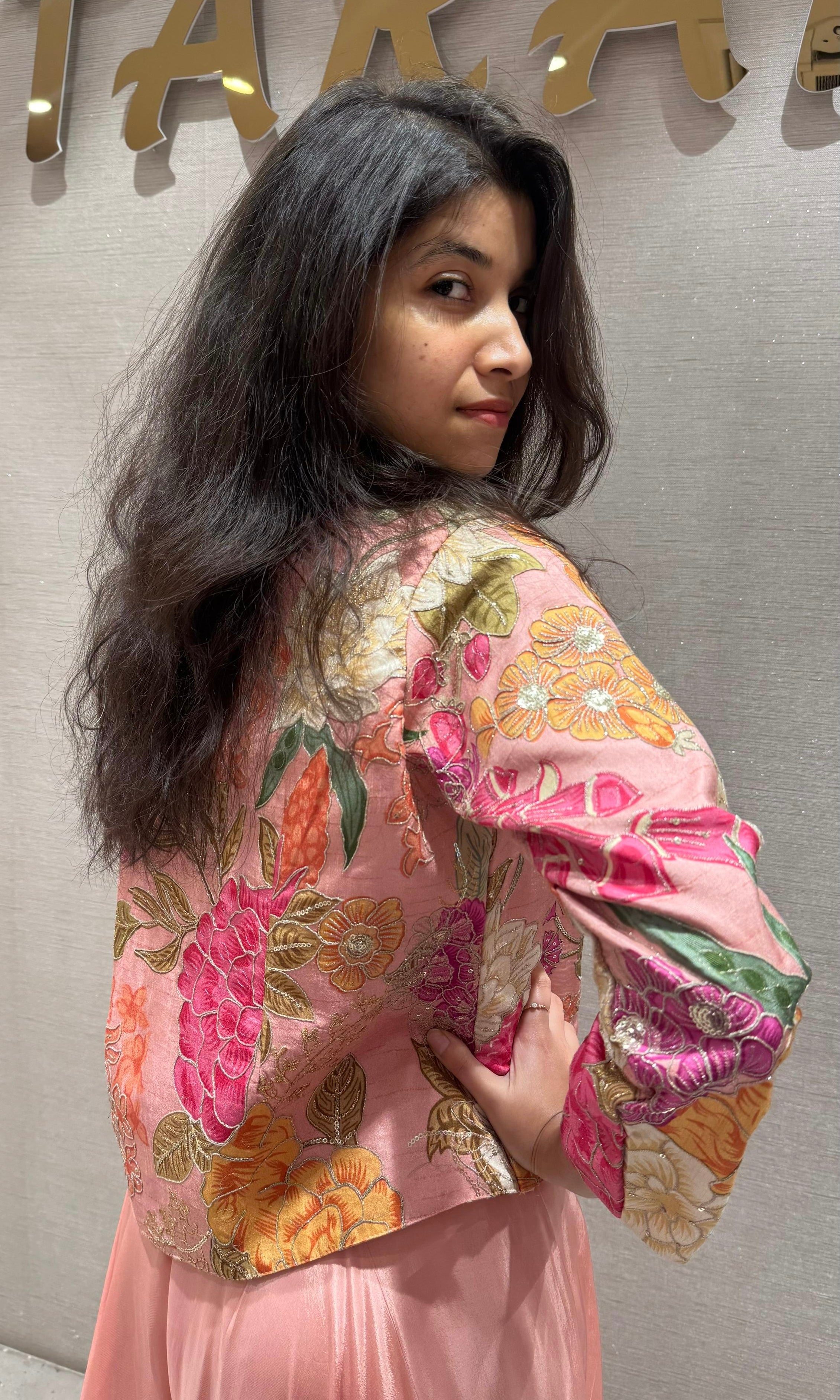 Peach Blossom Garden Jacket Palazzo Set