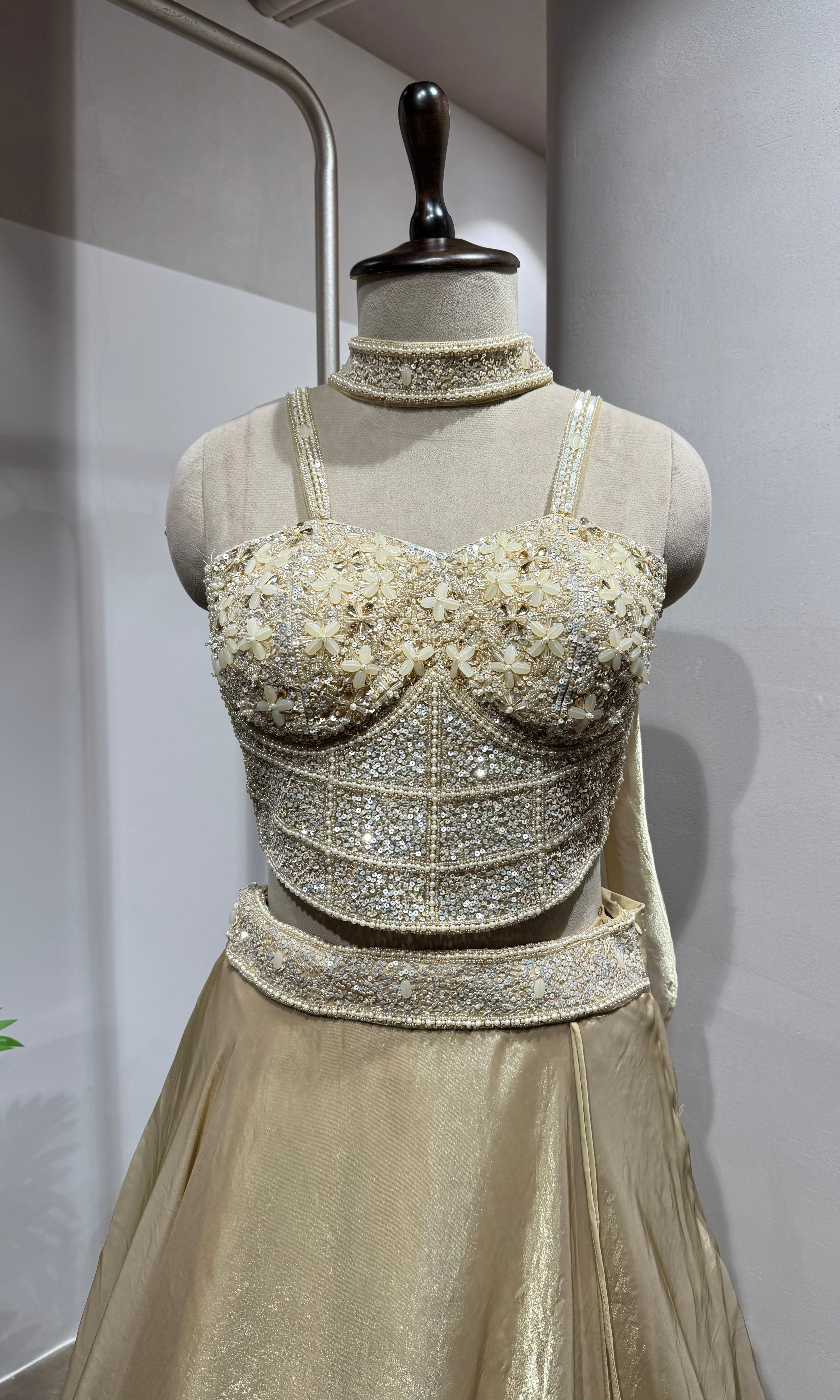 Gold and Silver Wedding Wear Lehenga