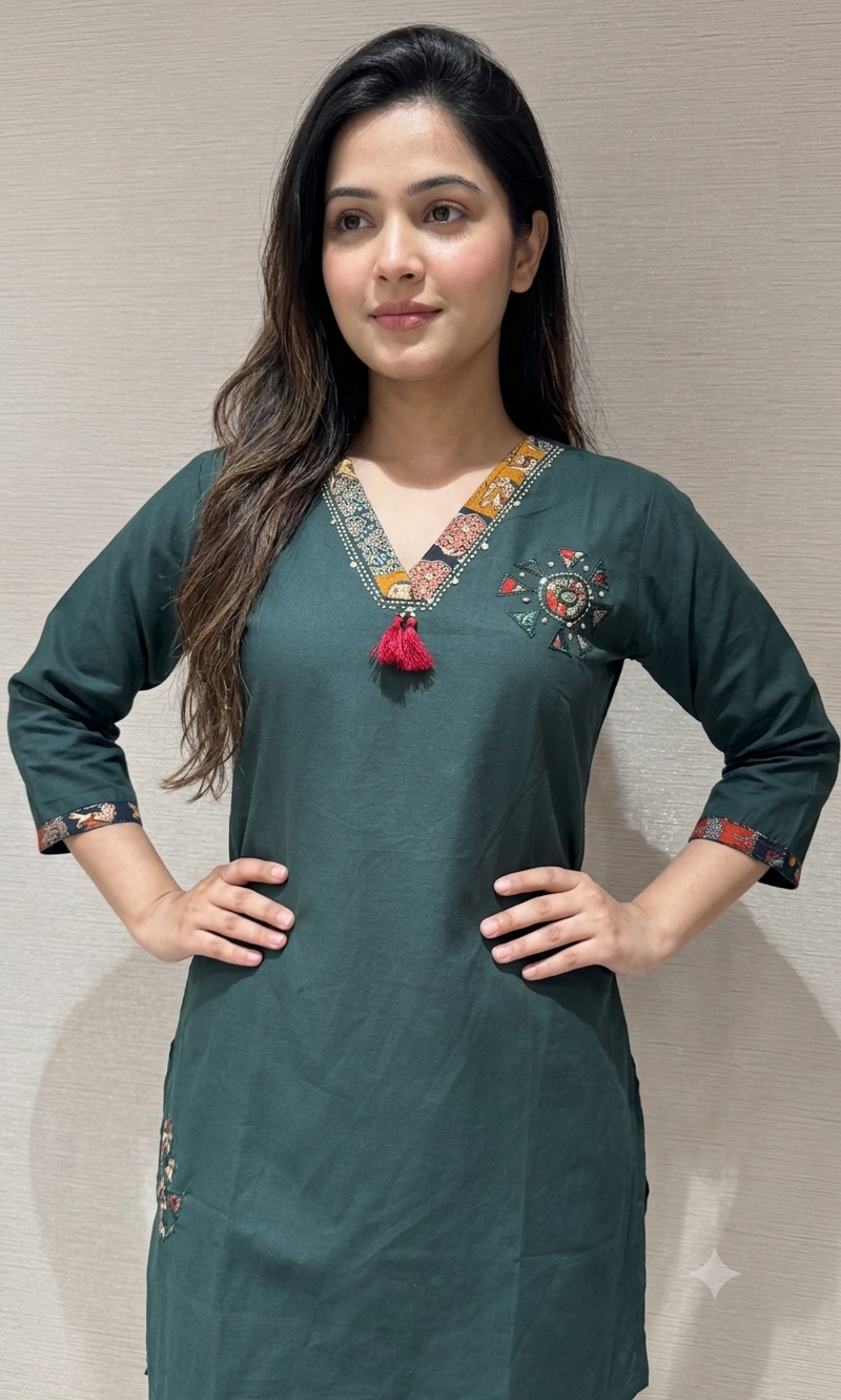 Dark Green Floral Cord Set