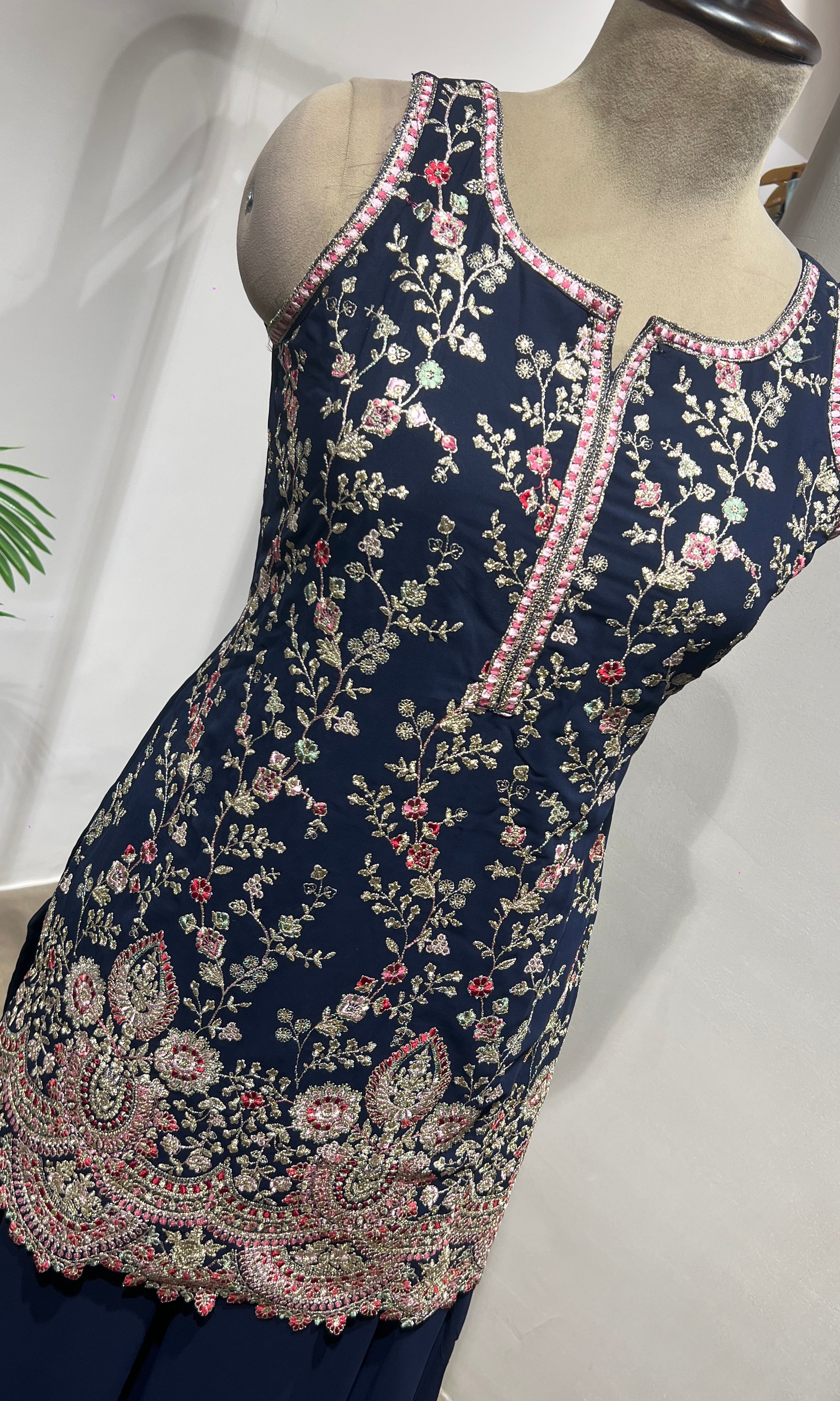 Black Faux Georgette Embroidery Sharara Suit