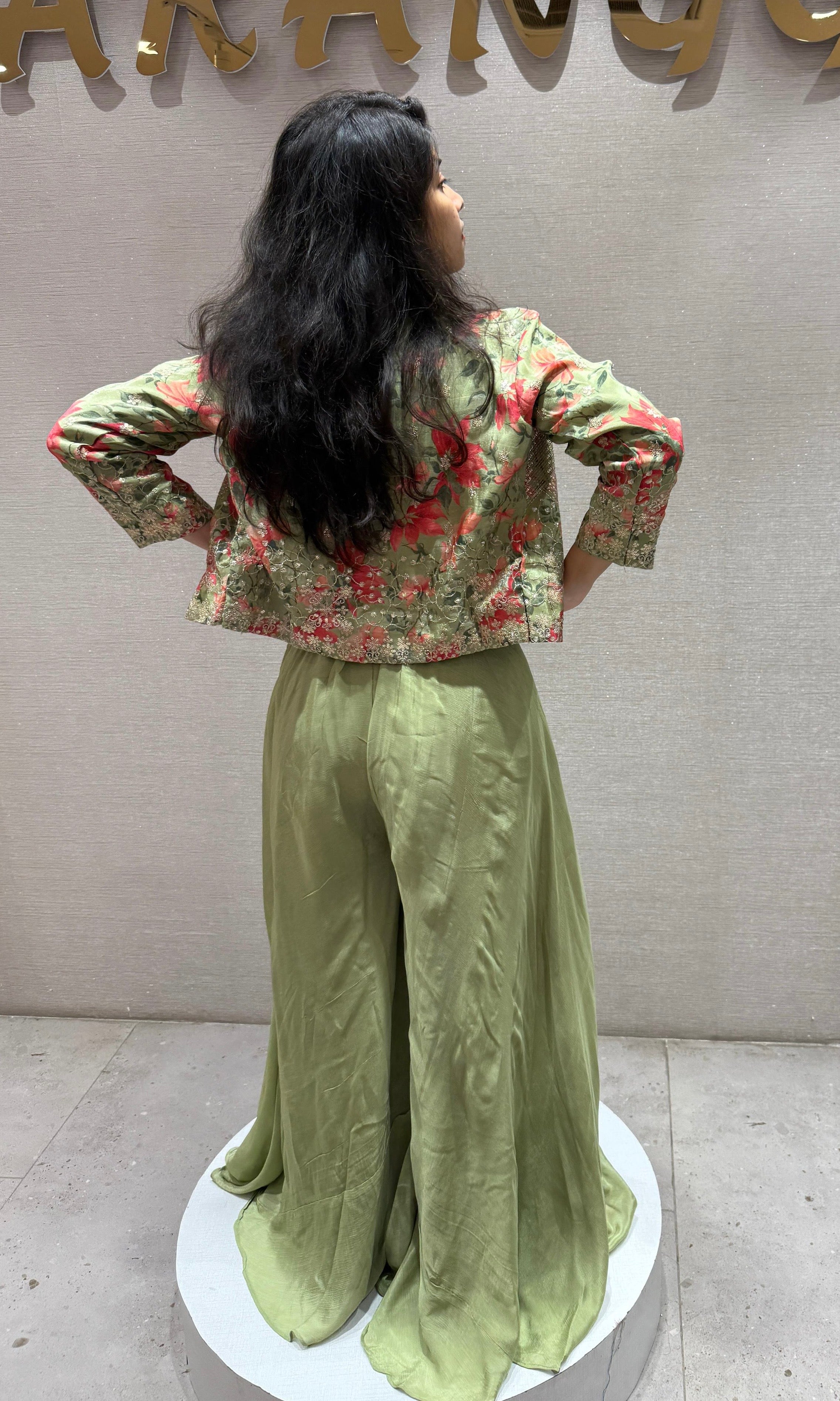 Pista green palazzo  with jacket