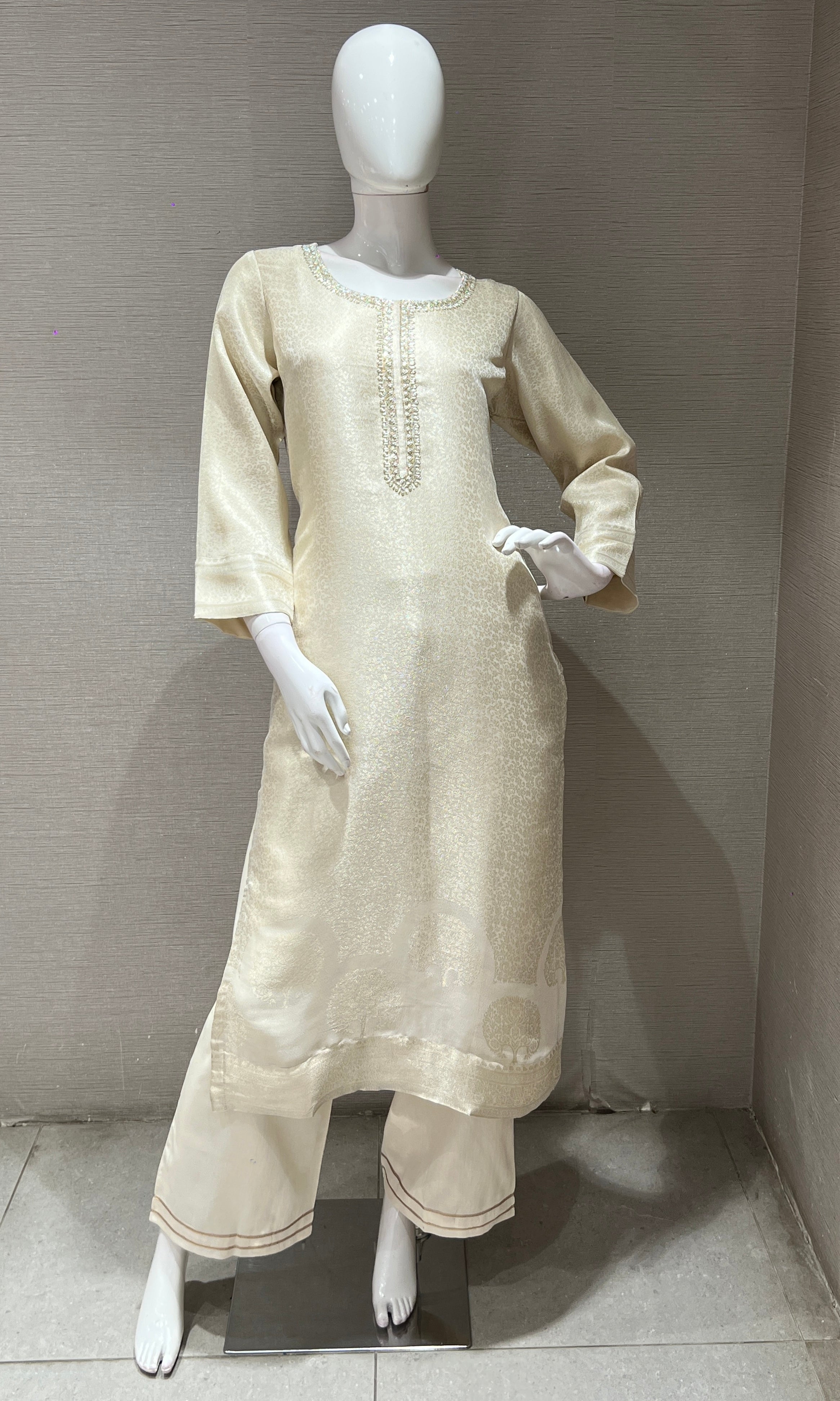 Half white EMBROIDERED kurta set