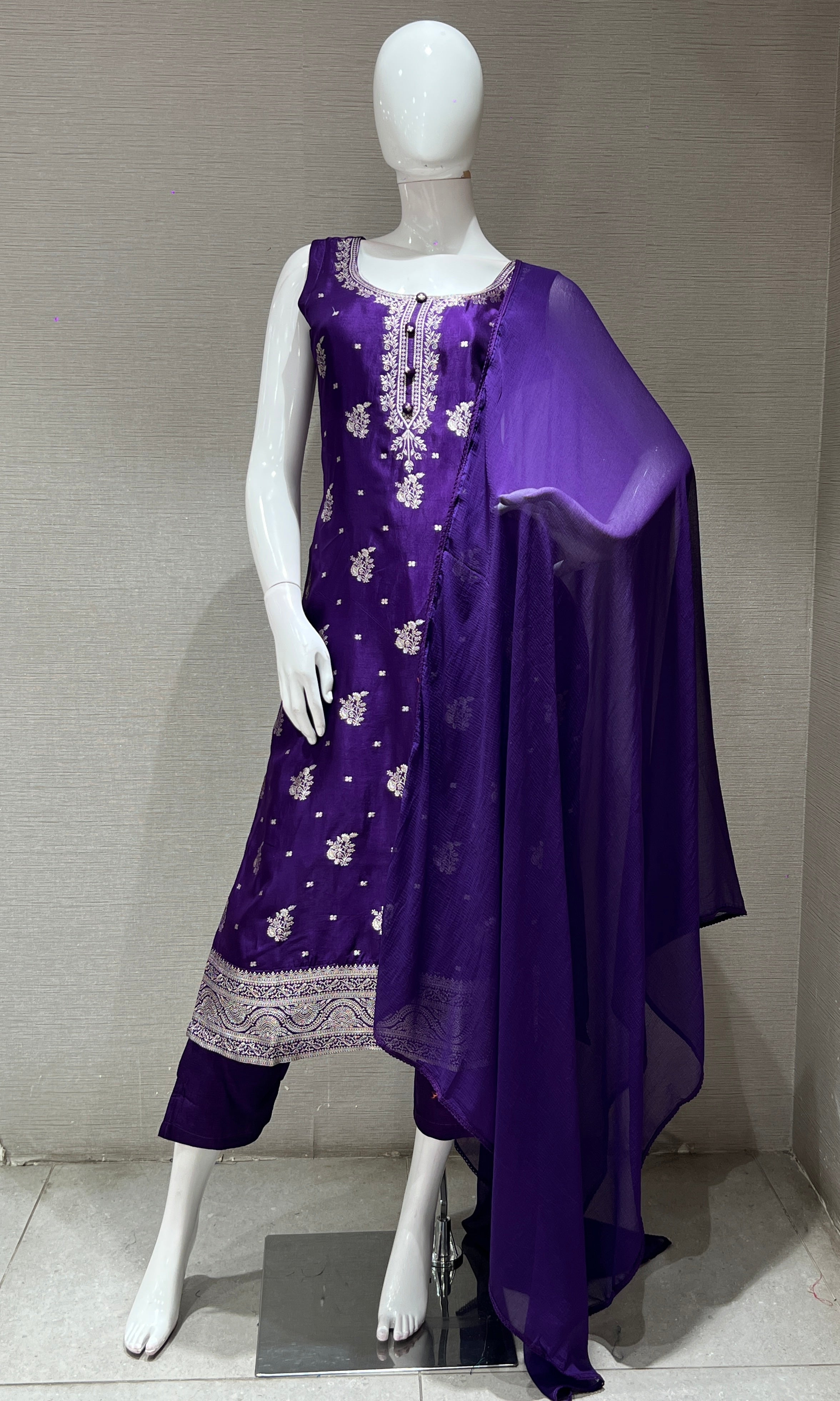 Purple GOLD EMBROIDERED kurta set