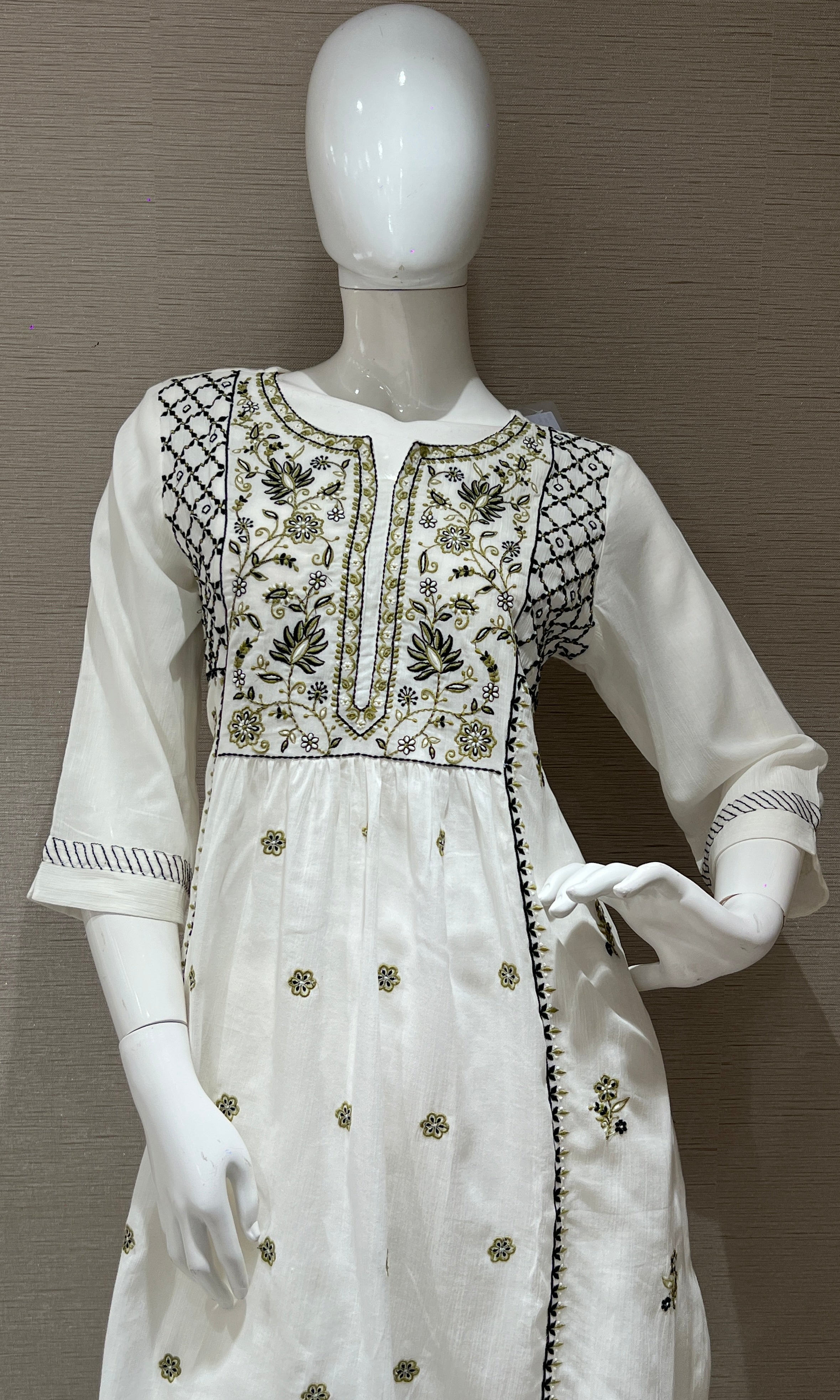 White Anarkali set