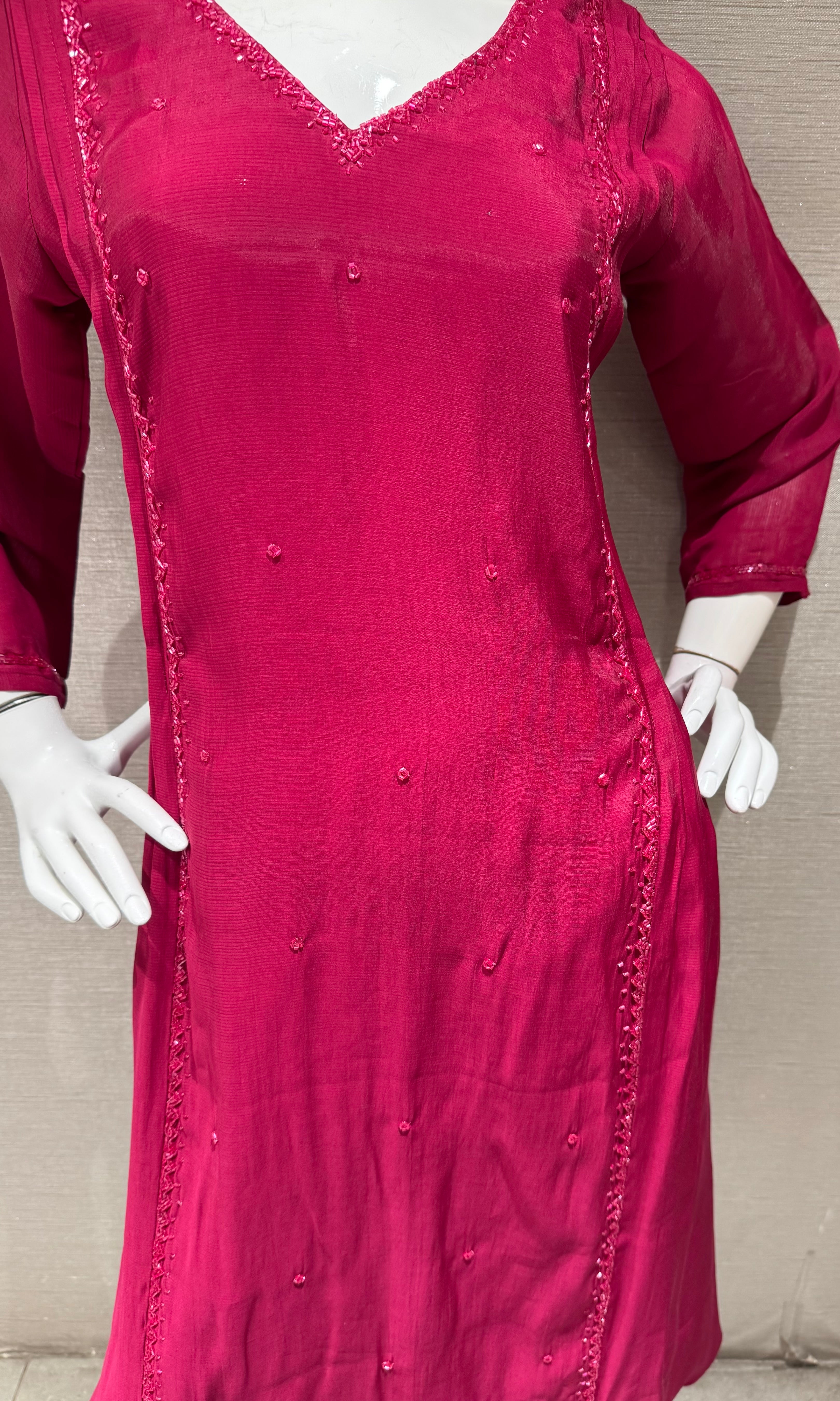 Wine A line Cotton Kurta Set with Dupatta