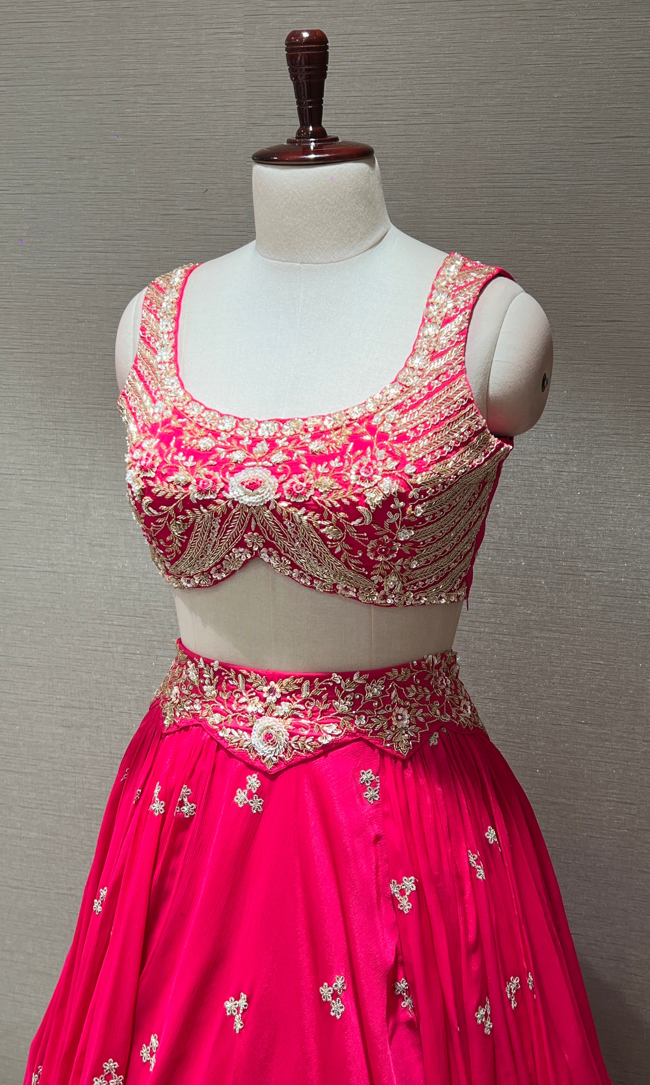 Fuchsia Pink Embroidered Designer Lehenga