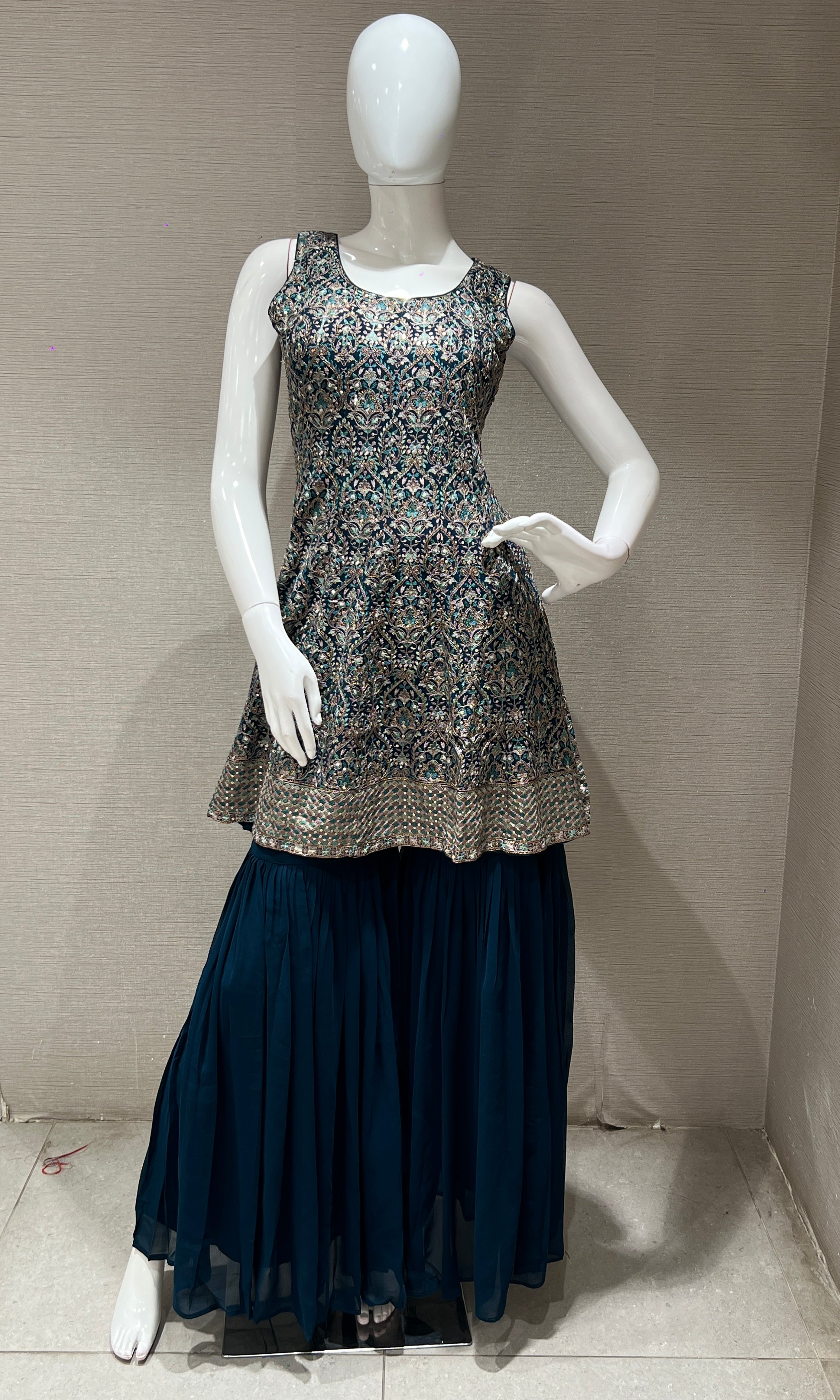Bottle green Garara kurta set