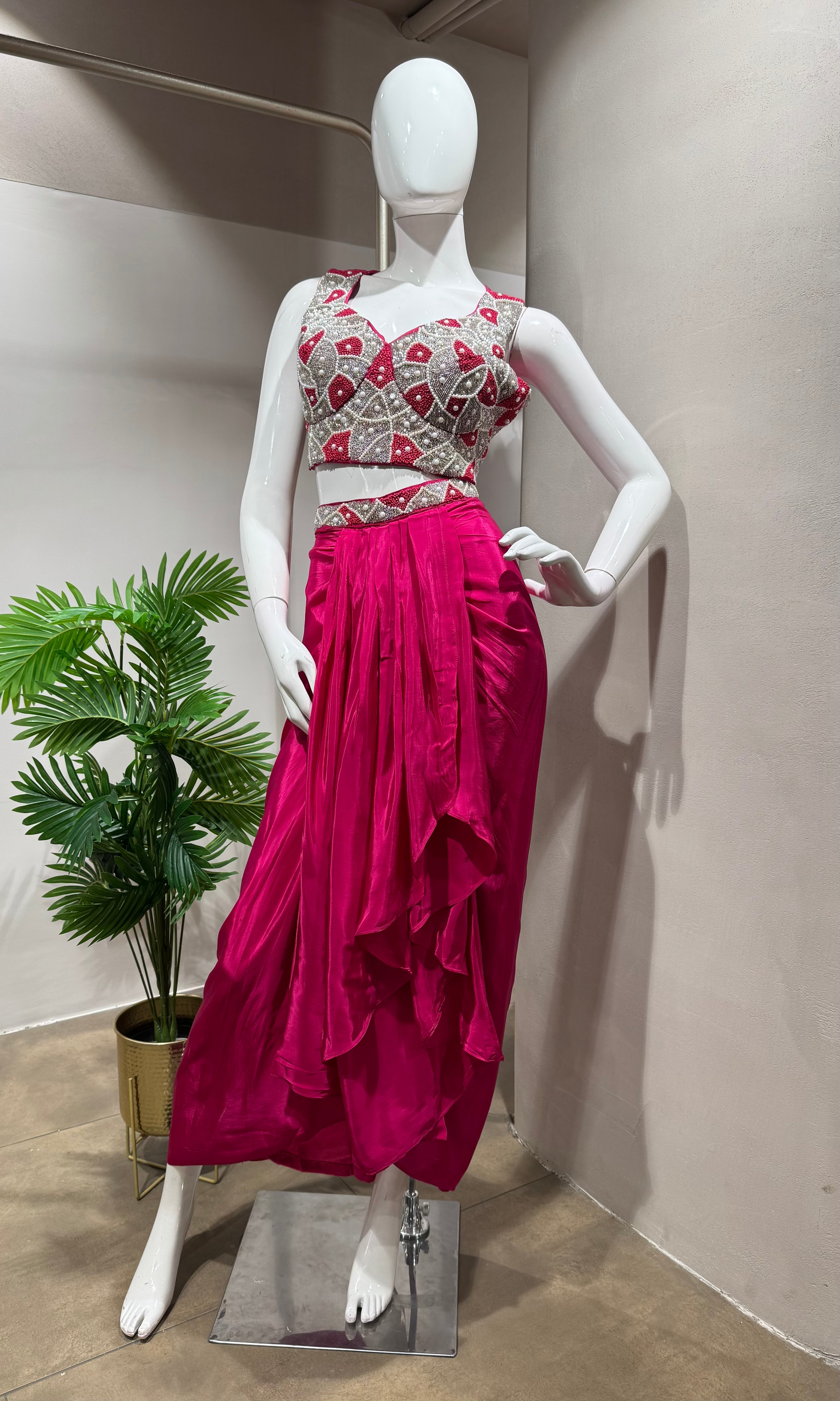 rani Embroidered Indo Western Draped skirt