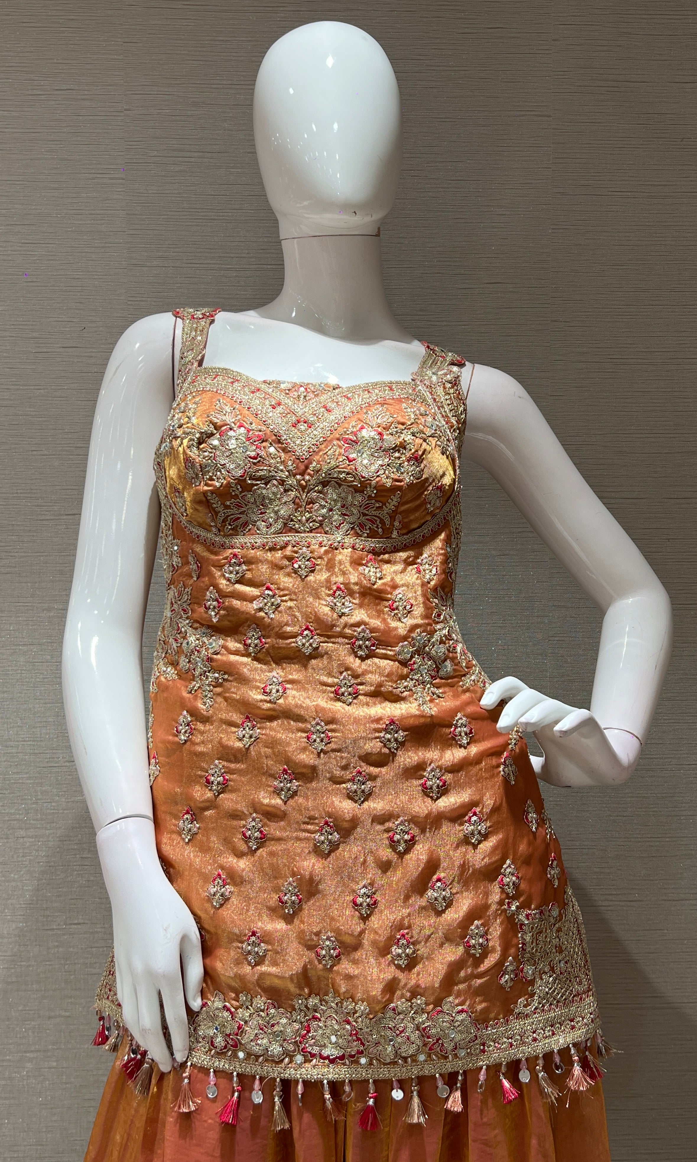 Peach EMBROIDERED SHARARA SET